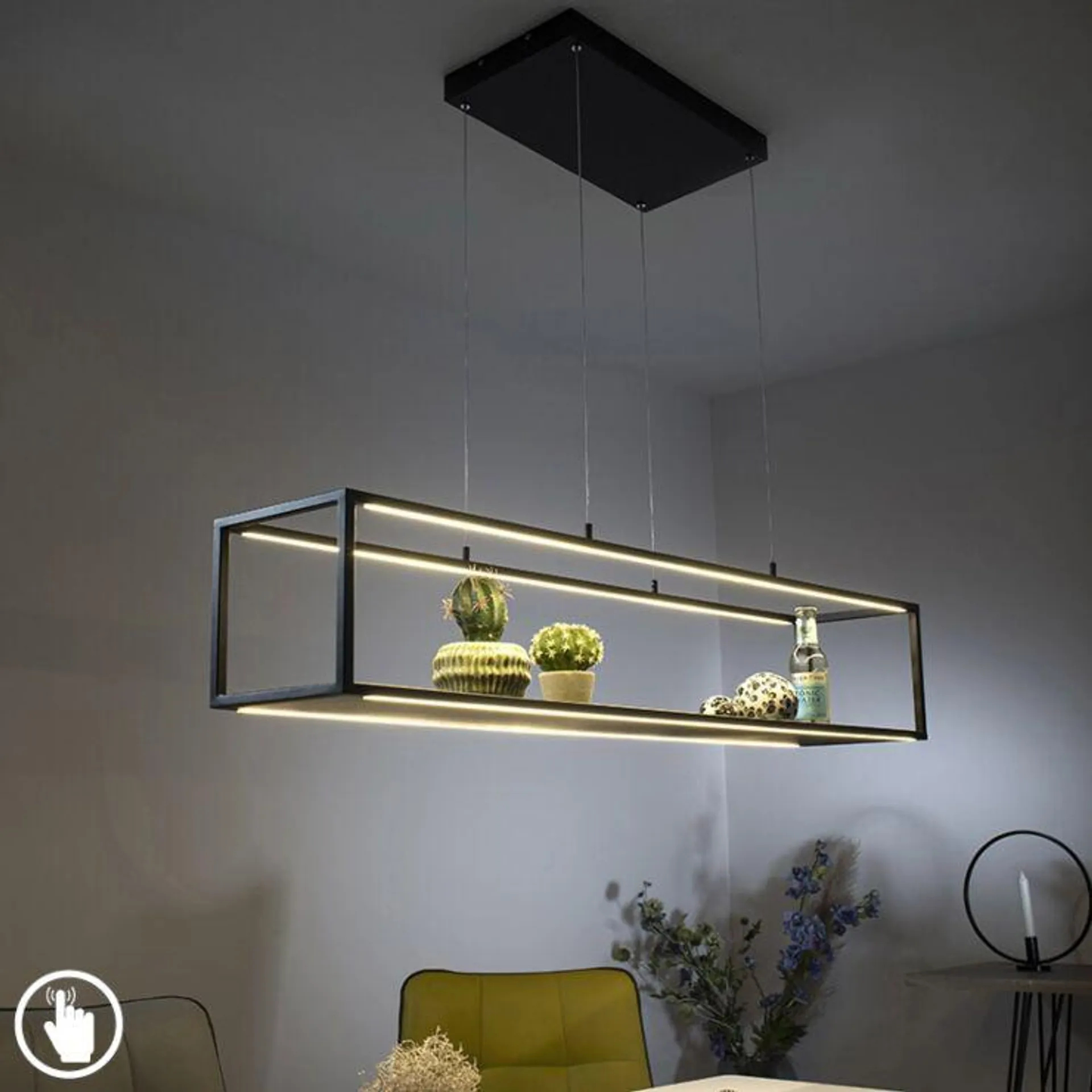 Design függesztett lámpa, fekete, LED-del, érintőképernyős dimmerrel - Jitske
