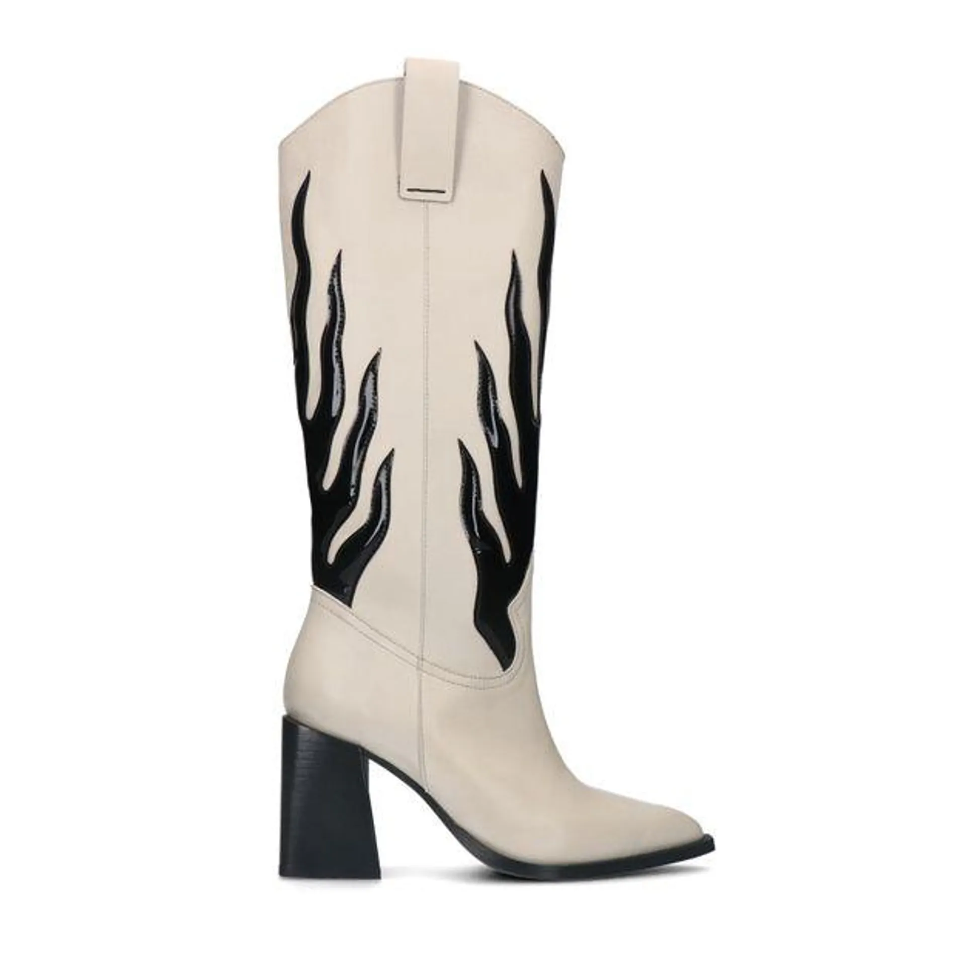 Off white leren flame cowboylaarzen