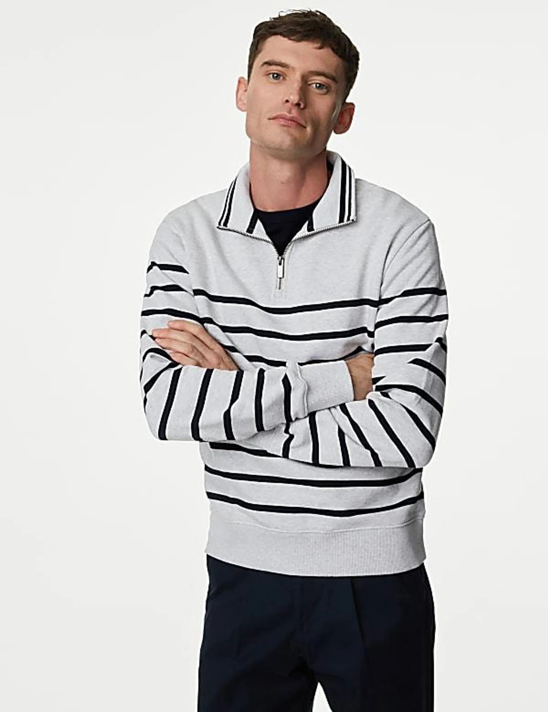 Pure Cotton Striped Sweatshirt