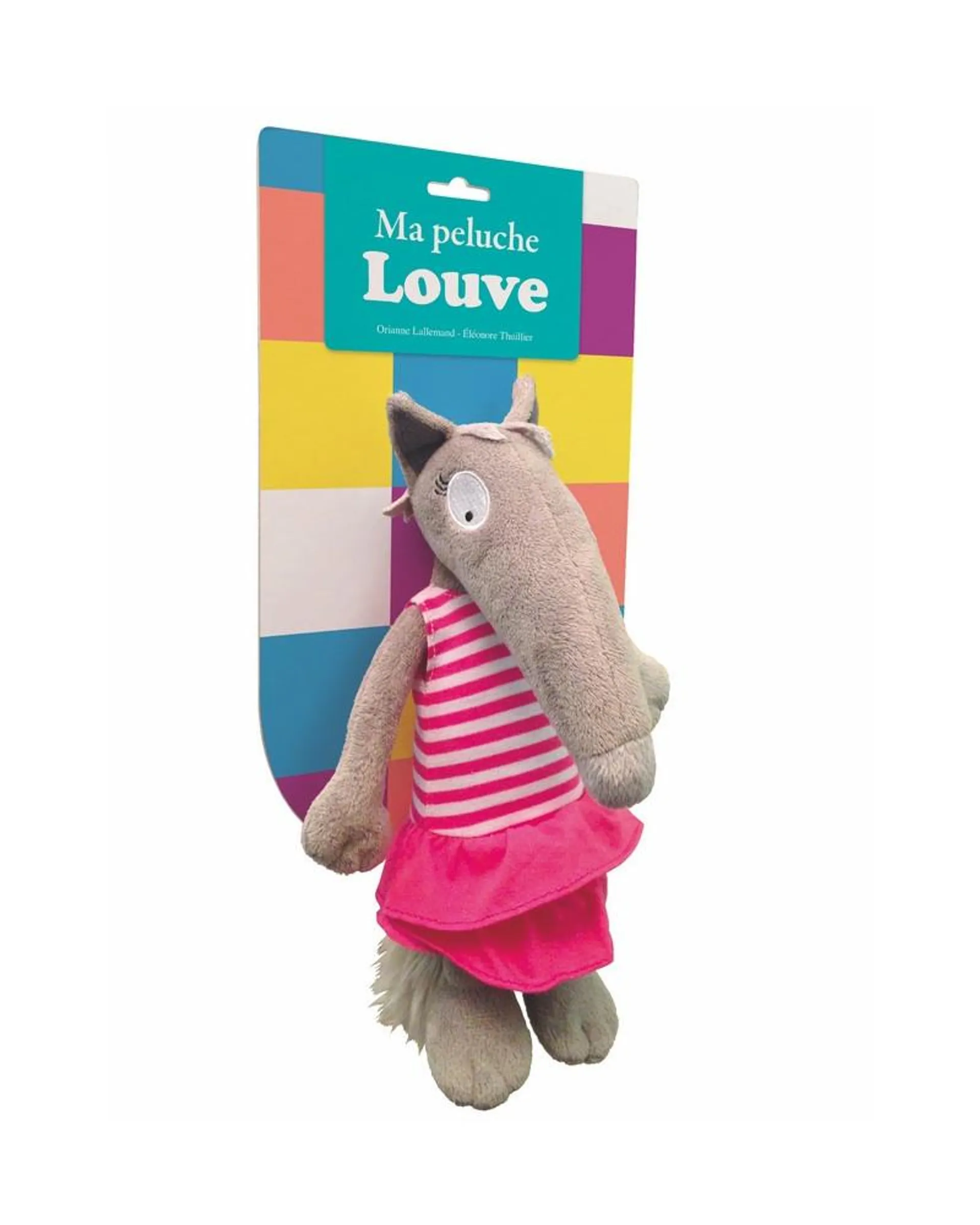 PELUCHE LA LOUVE EN ROBE ROSE