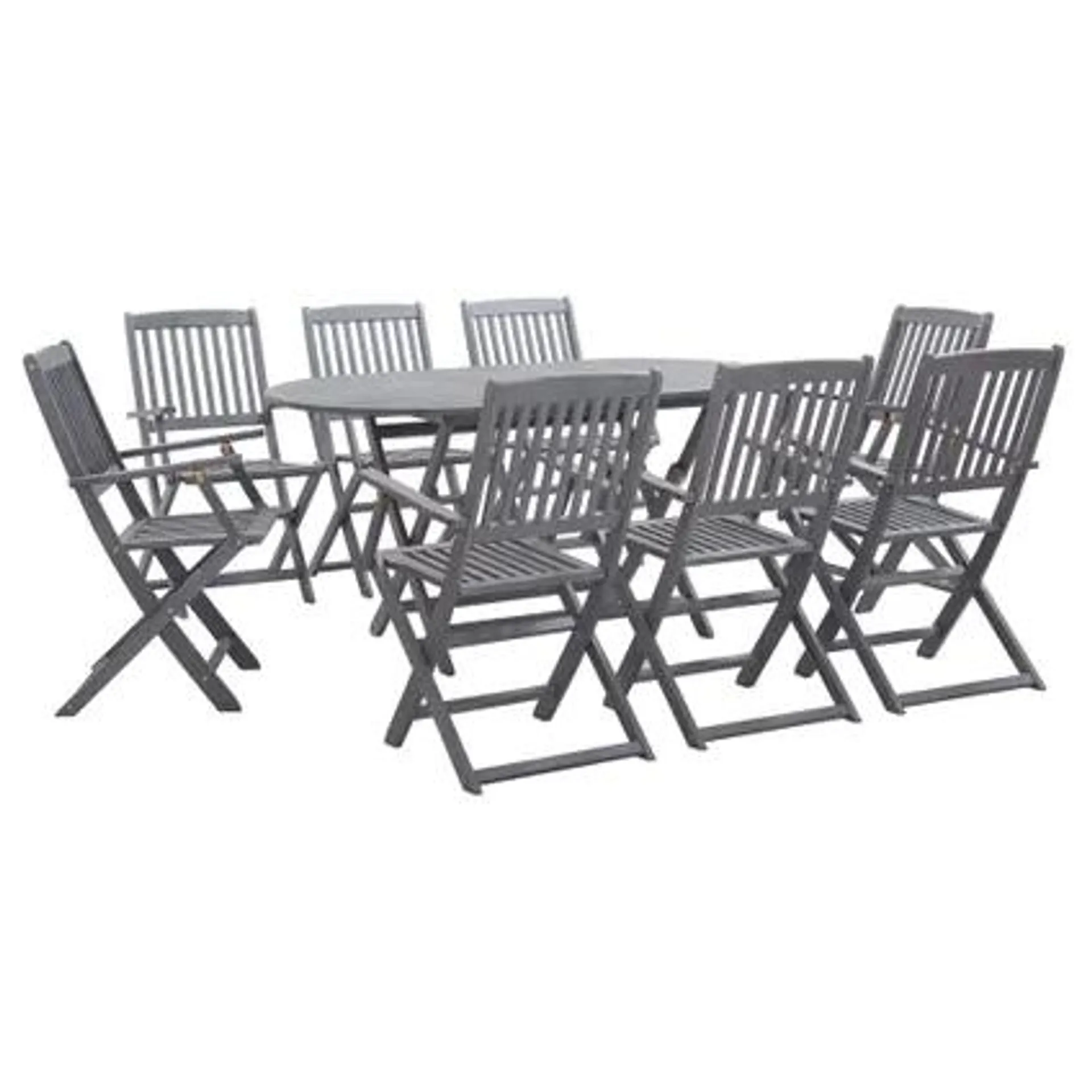 vidaXL Mobilier à dîner de jardin 9 pcs Bois d'acacia massif Gris