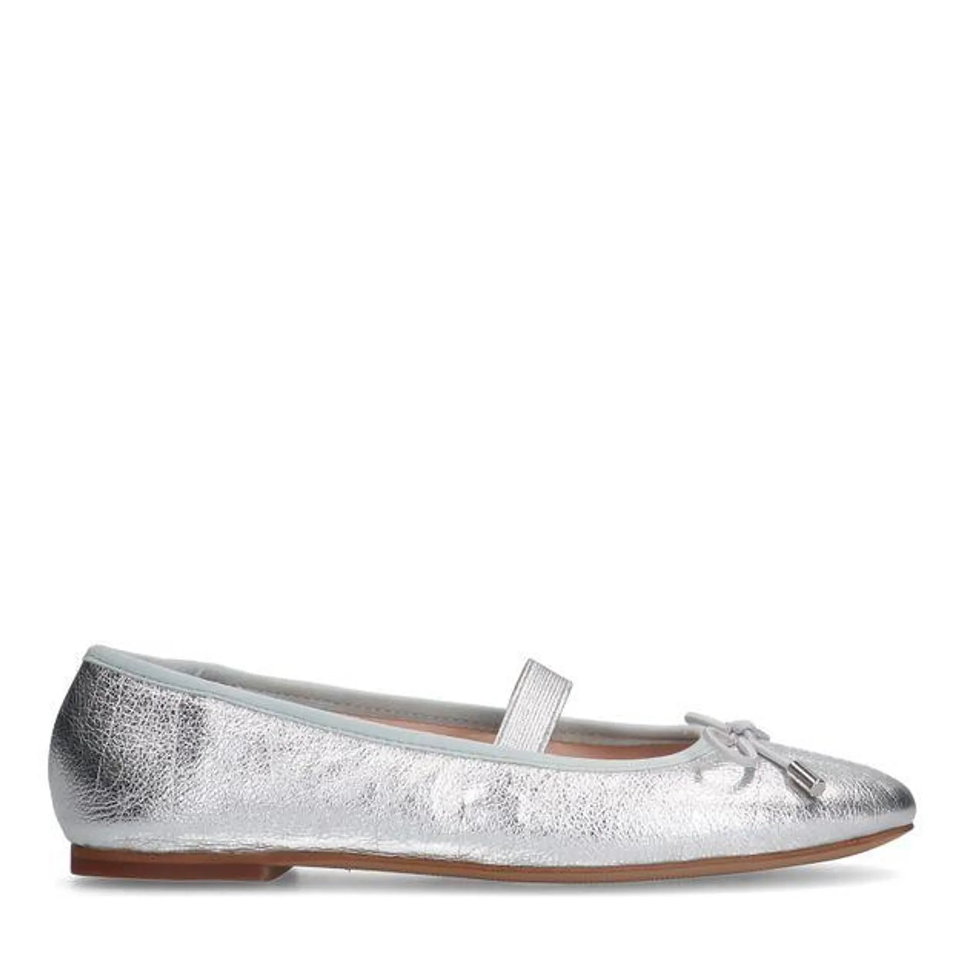 Zilveren metallic ballerina's met strikje