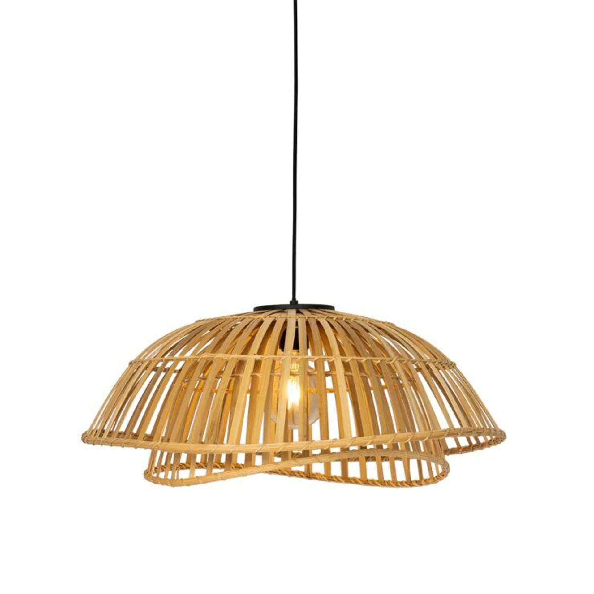 Oosterse hanglamp zwart met naturel bamboe 62 cm - Pua