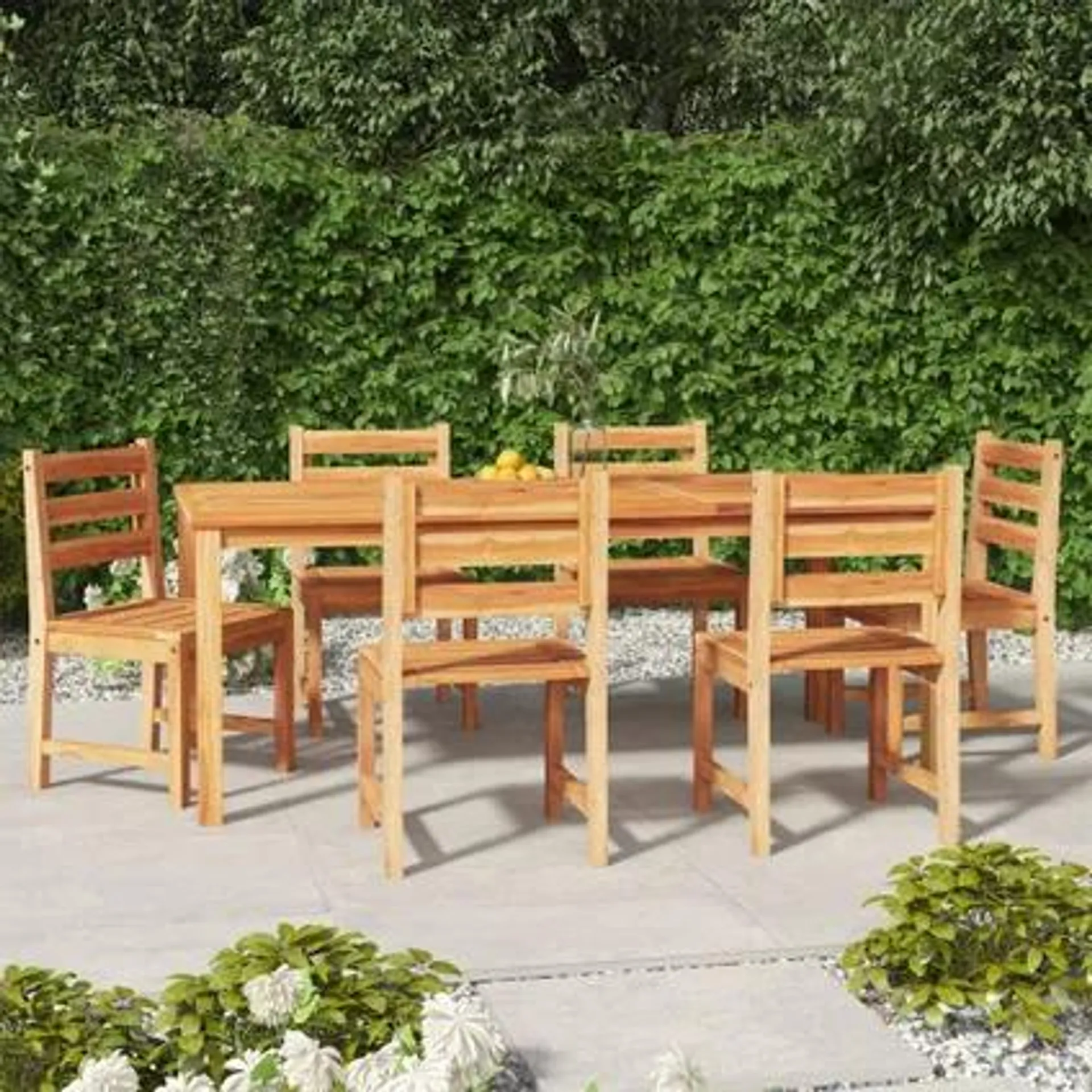 The Living Store - Teck - Ensemble à manger de jardin 7 pcs Bois de teck solide - TLS315719