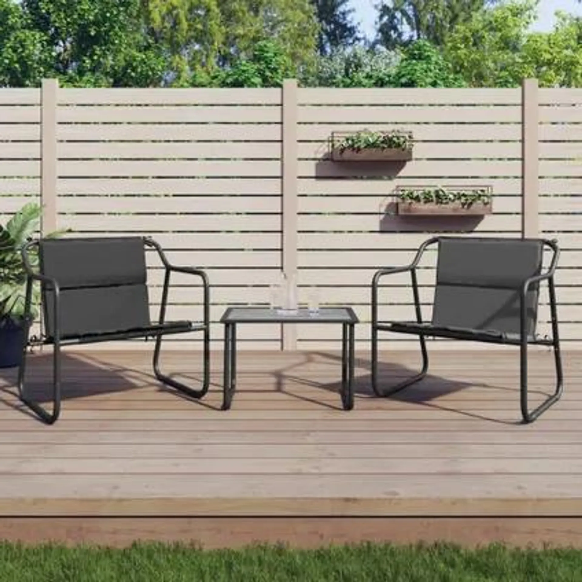 vidaXL - Acier - Salon de jardin avec coussins 3 pcs anthracite acier - 364107