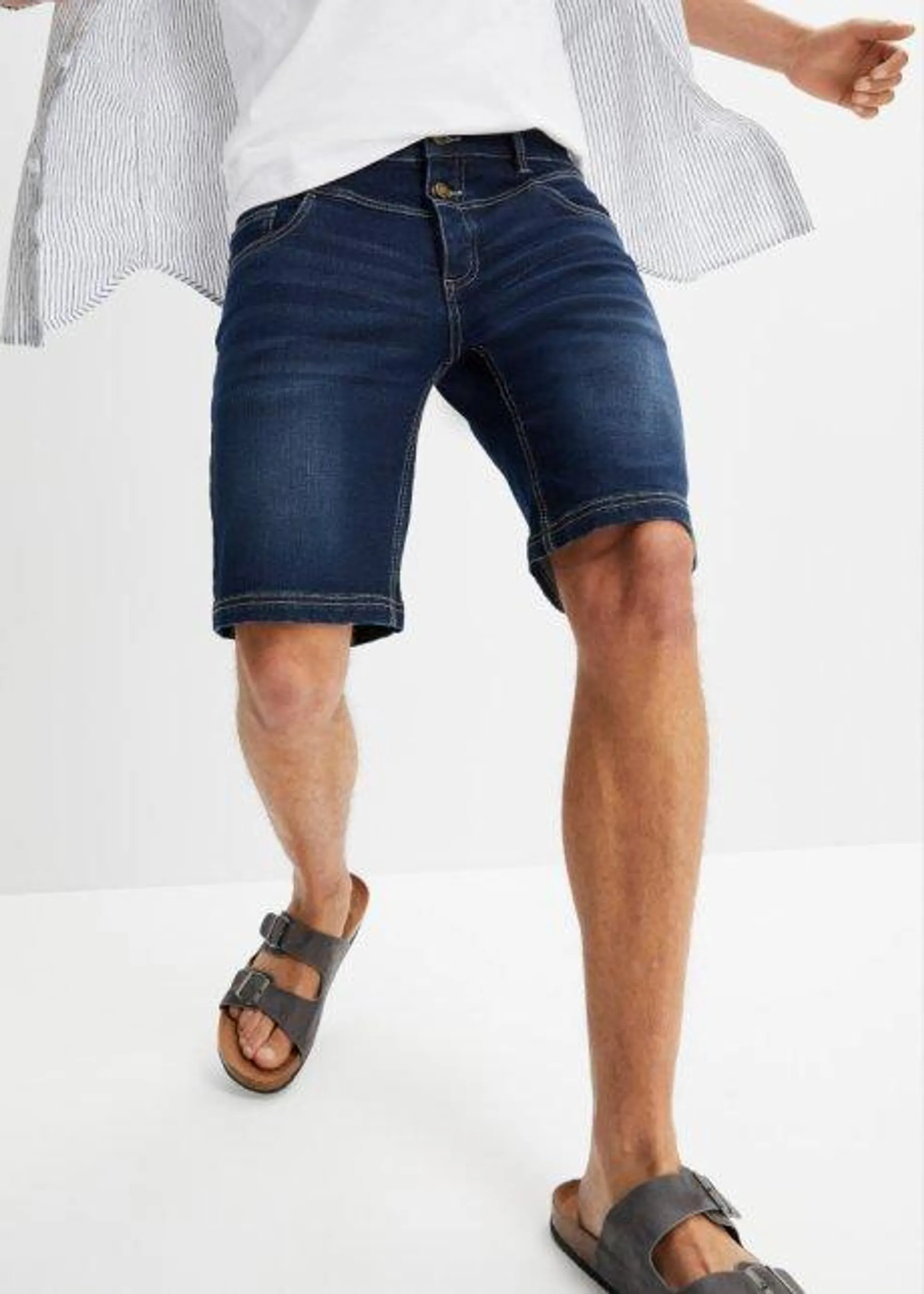 Bermuda en jean extensible, Regular Fit