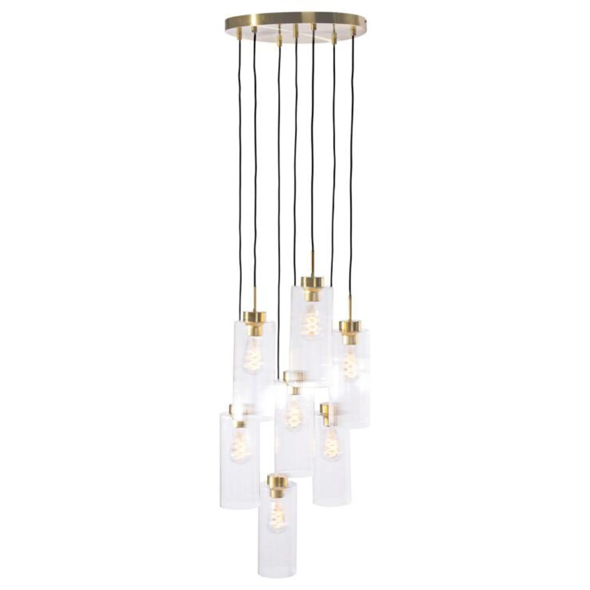 Art Deco hanglamp goud met glas 7-lichts - Laura