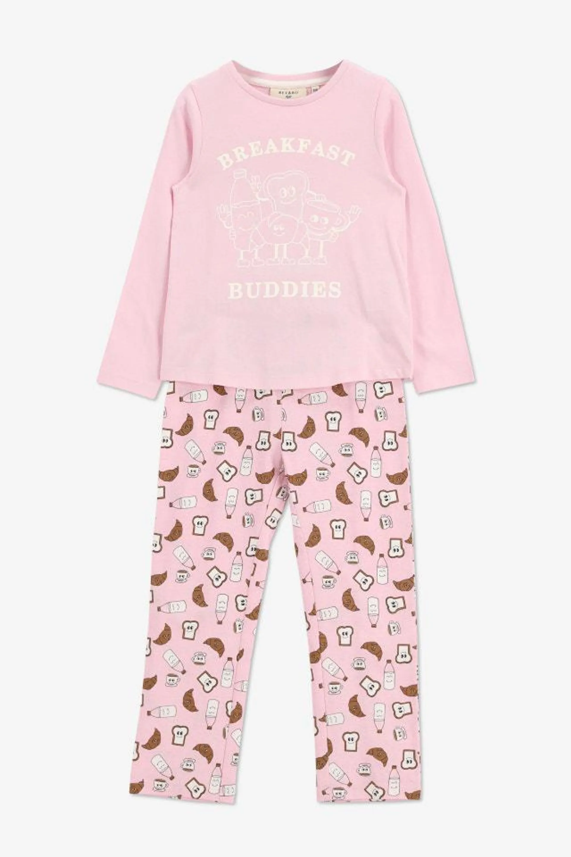 Roze pyjama 'Breakfast buddies'