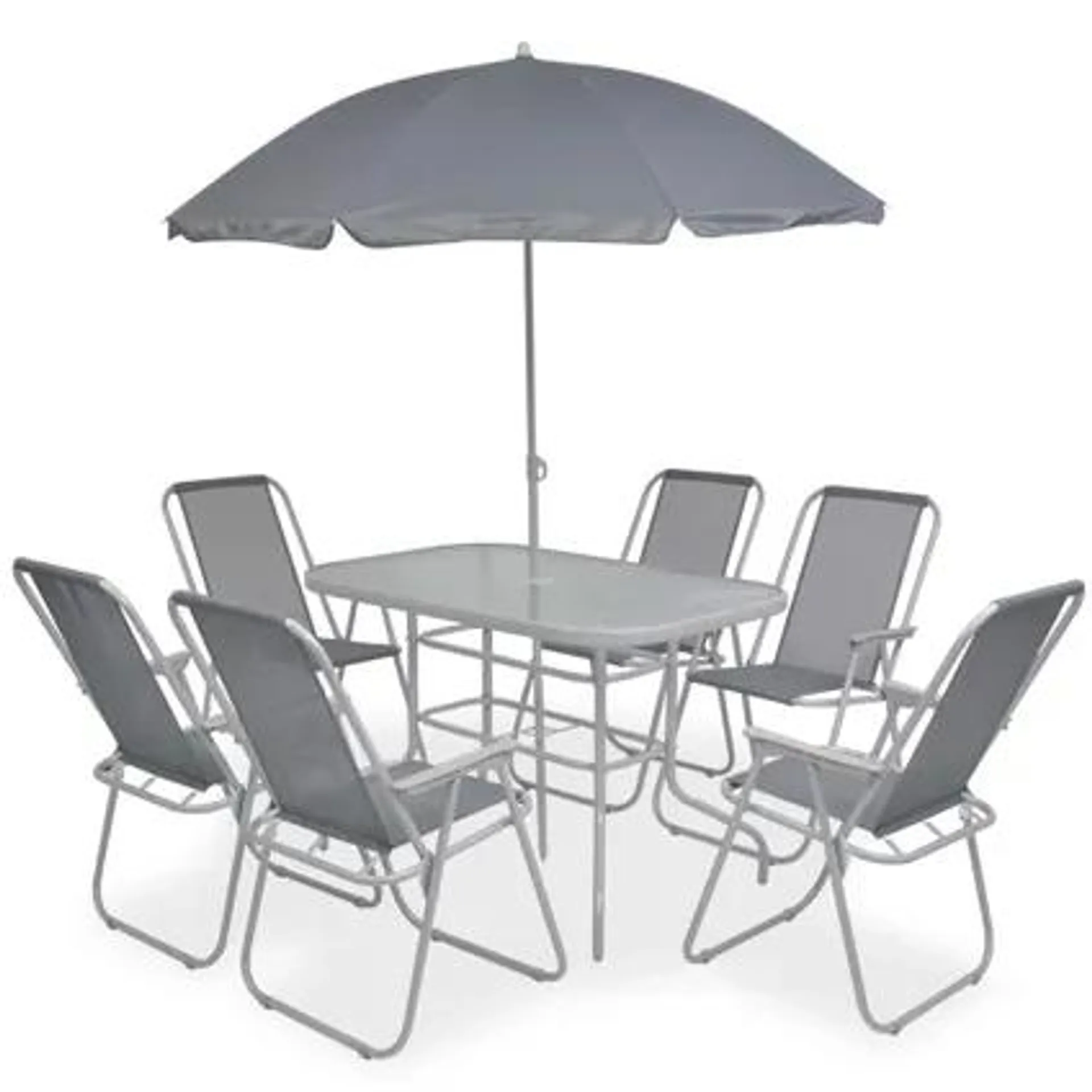 vidaXL Mobilier à dîner d'extérieur 8 pcs Acier et textilène Gris