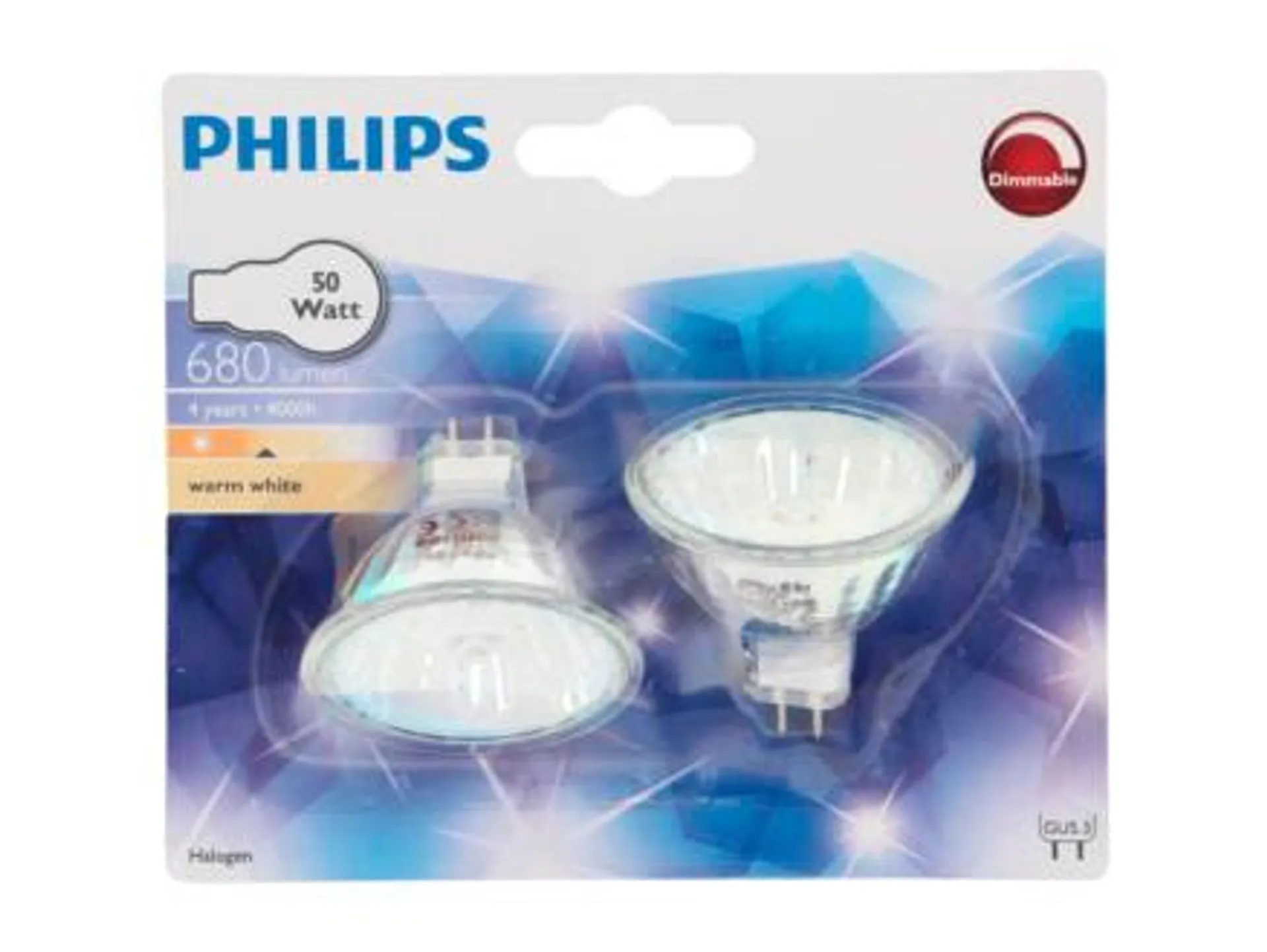 Philips MR16 halogeenspot GU5,3 50W 2 stuks