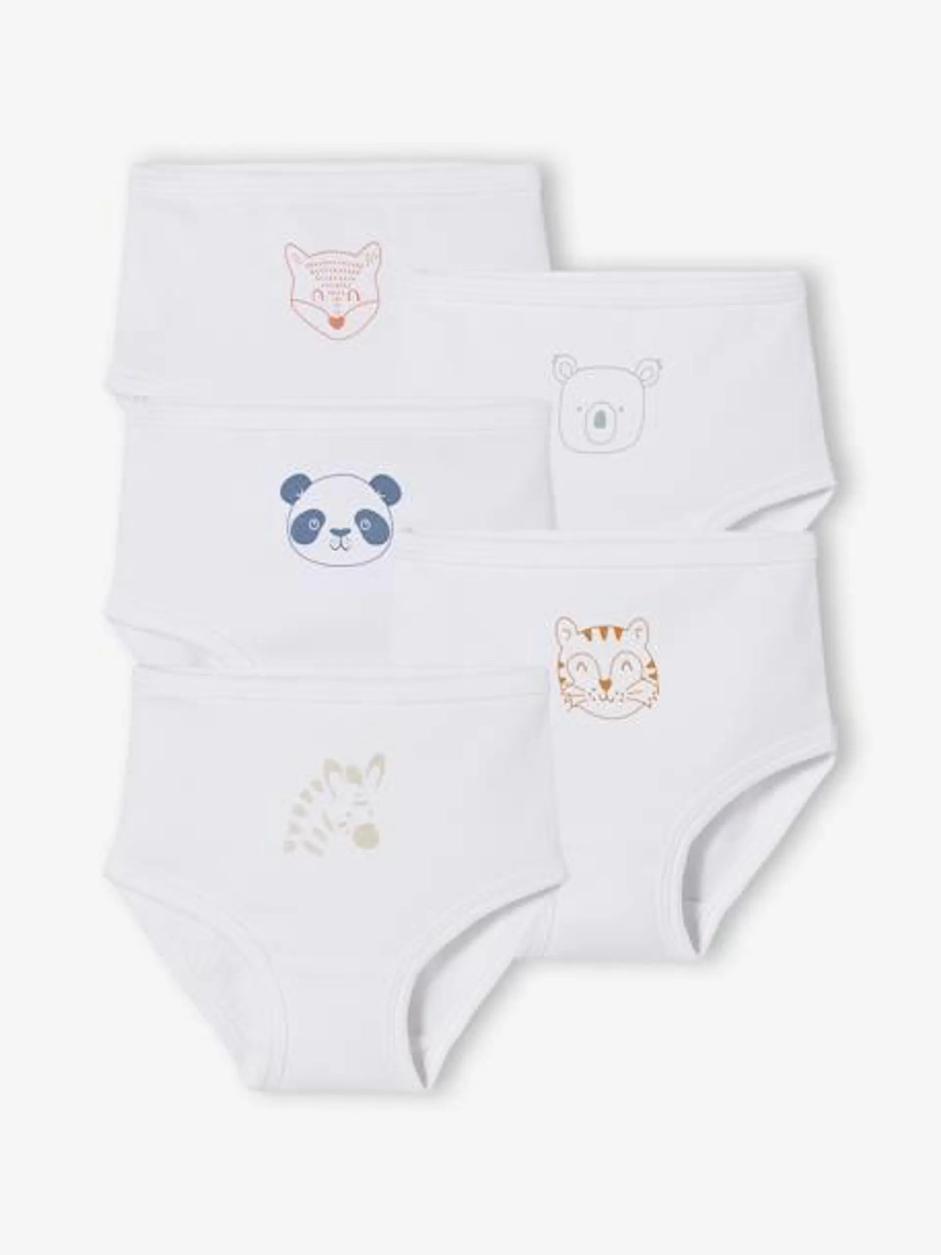 Lot de 5 culottes bébé pur coton spécial couches BASICS - lot blanc