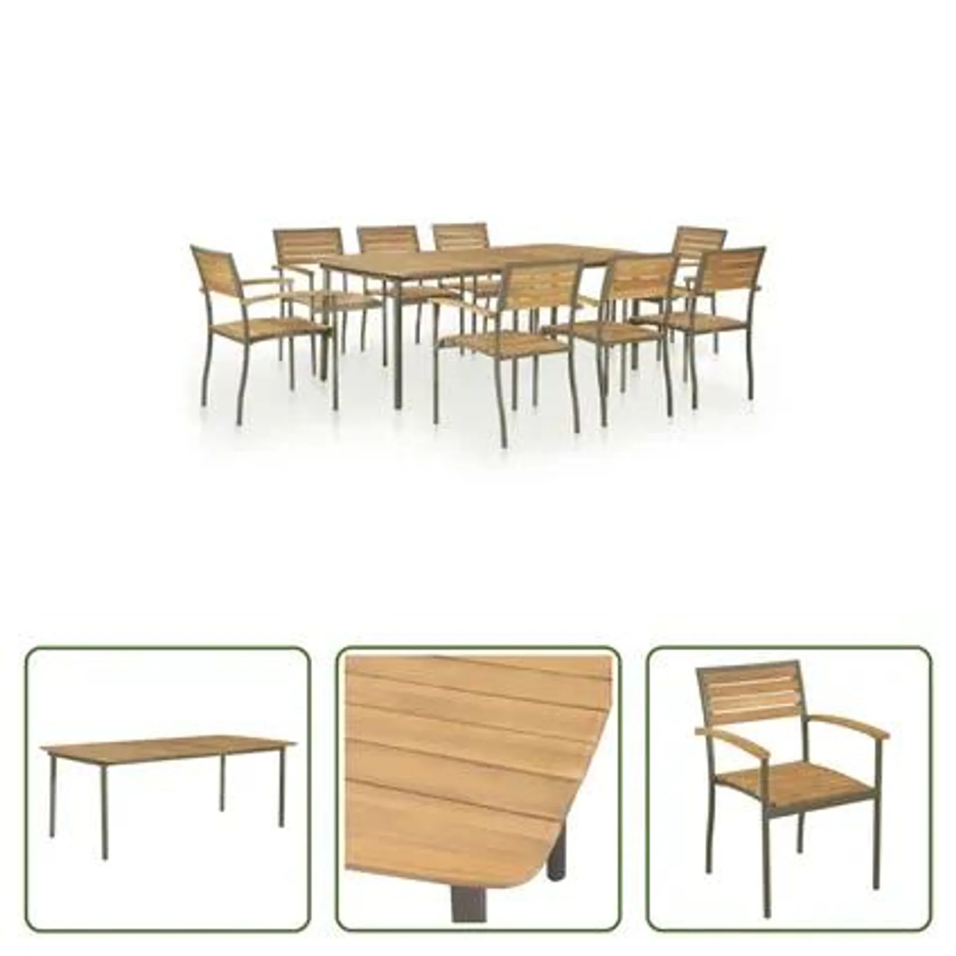 vidaXL Mobilier à dîner d'extérieur 9pcs Bois d'acacia solide et acier