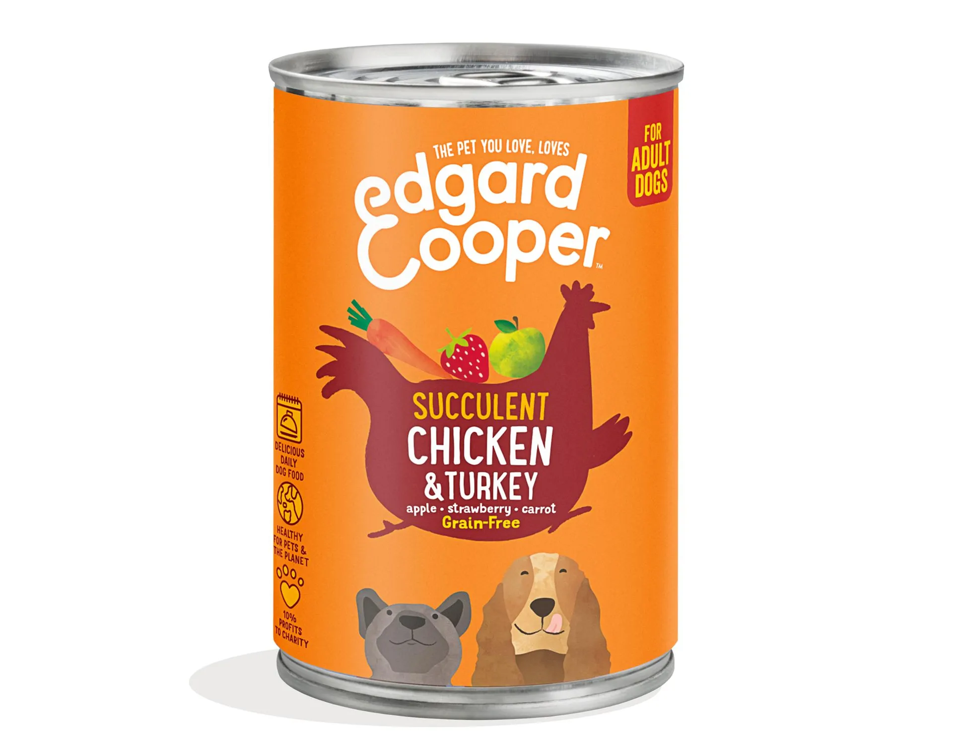 Edgard & cooper kip & kalkoen met appel, aardbei & wortel 400g