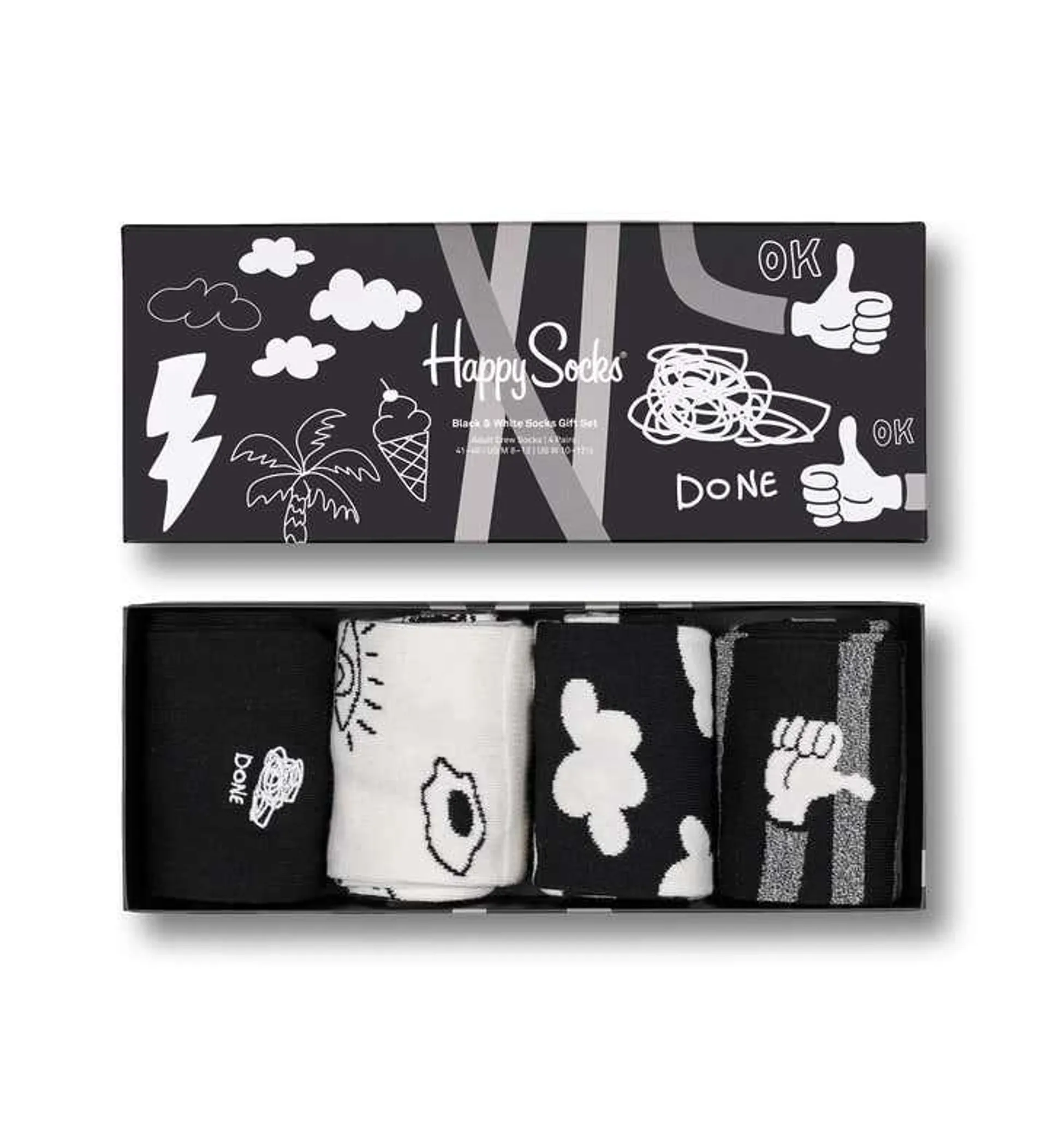 4-Pack Black & White Socks Gift Set