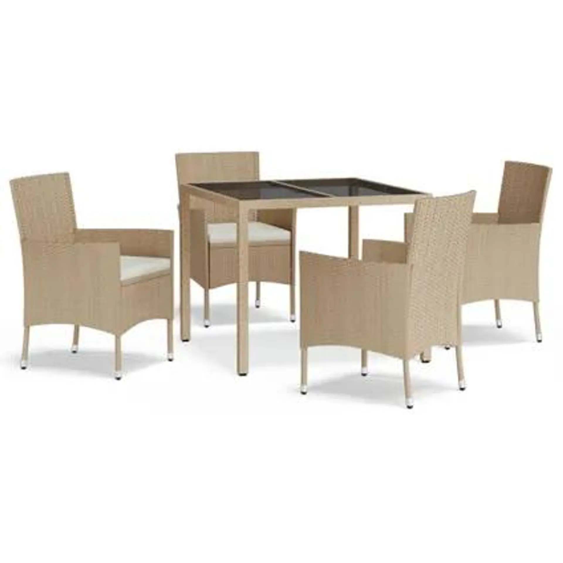 vidaXL Ensemble à dîner de jardin avec coussins 5 pcs Beige poly