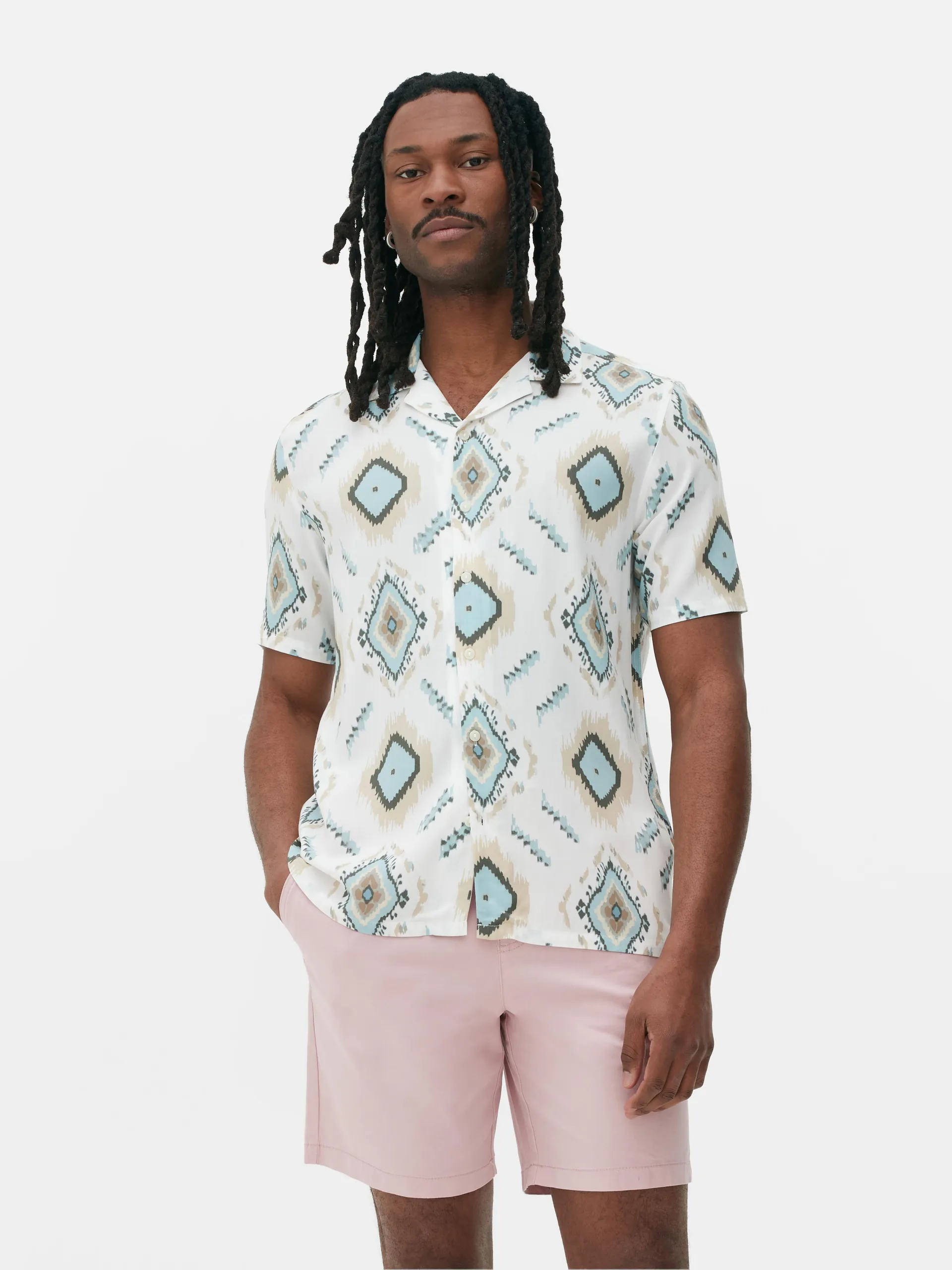 Chemise à manches courtes à motif géométrique