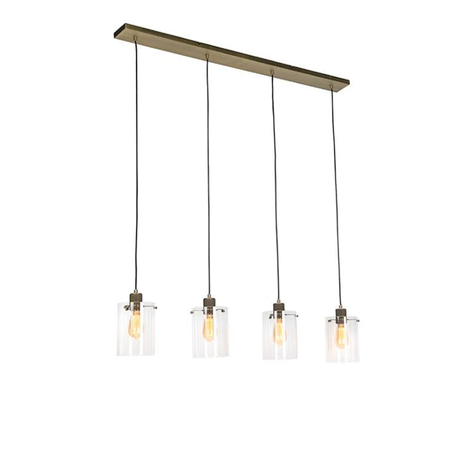 Scandinavische hanglamp brons met glas 4-lichts - Dome