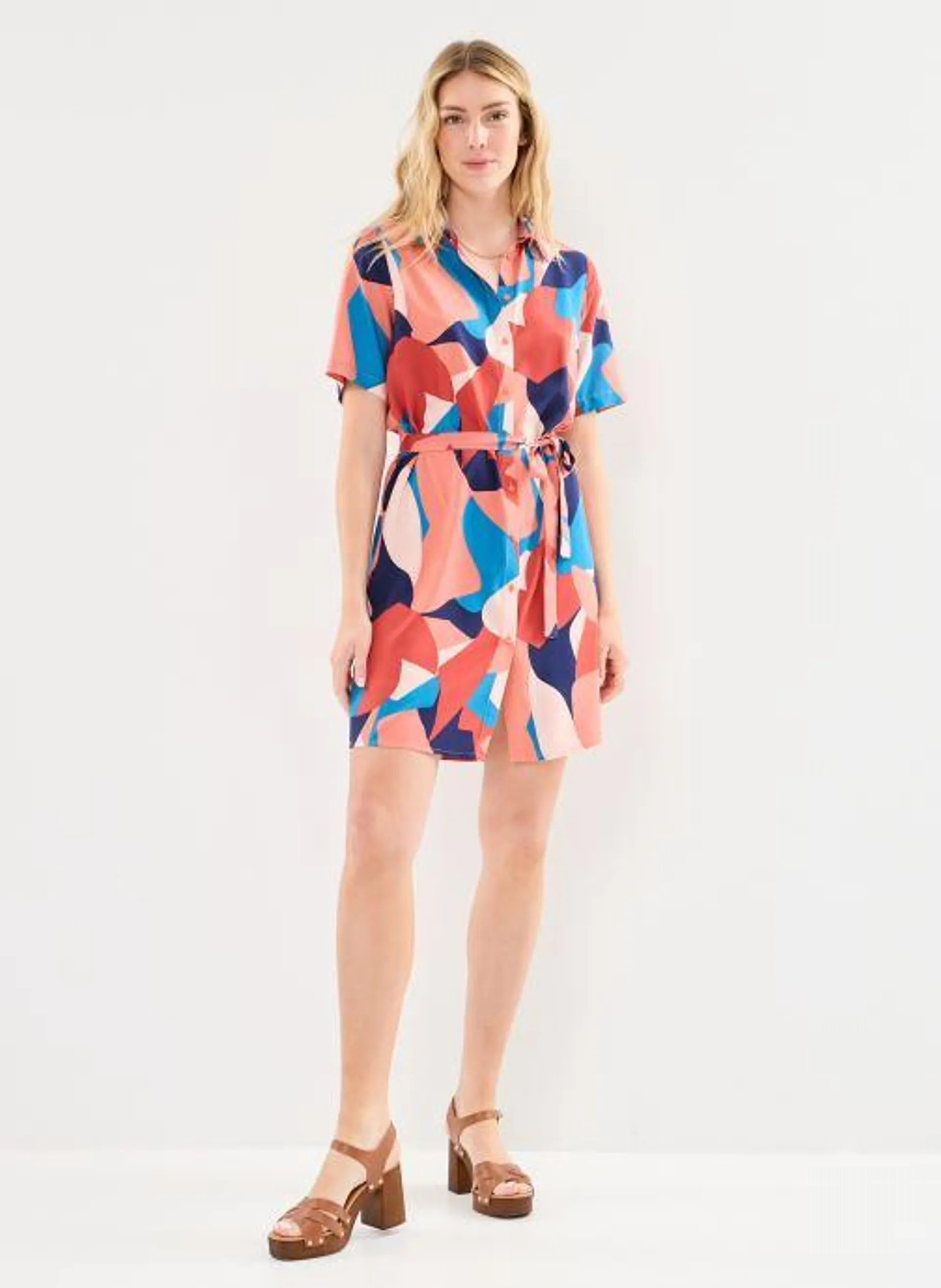 Pcanisty Ss Shirt Dress Fc Bc - Multicolor