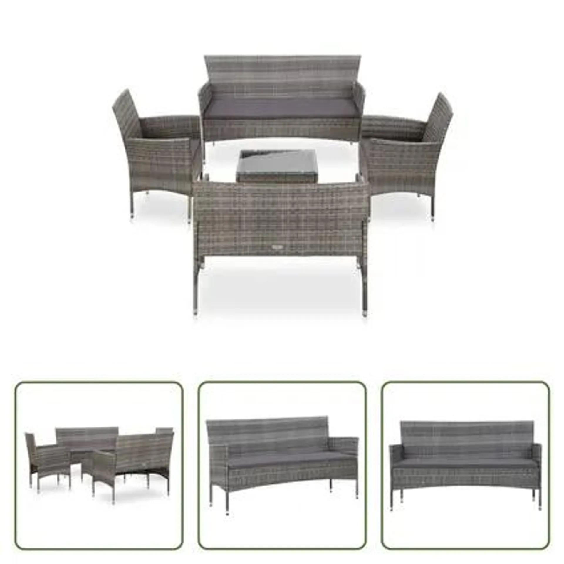 vidaXL Salon de jardin 5 pcs avec coussins Résine tressée Gris