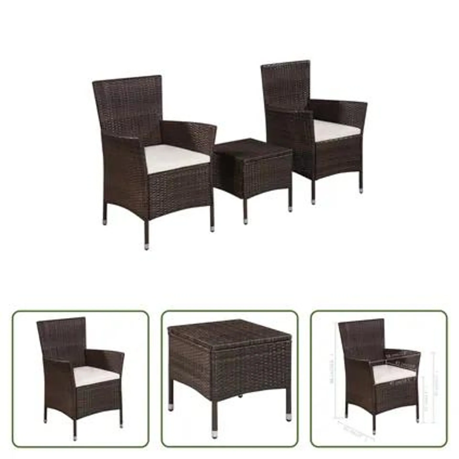 vidaXL Mobilier de bistro 3 pcs Résine tressée Marron