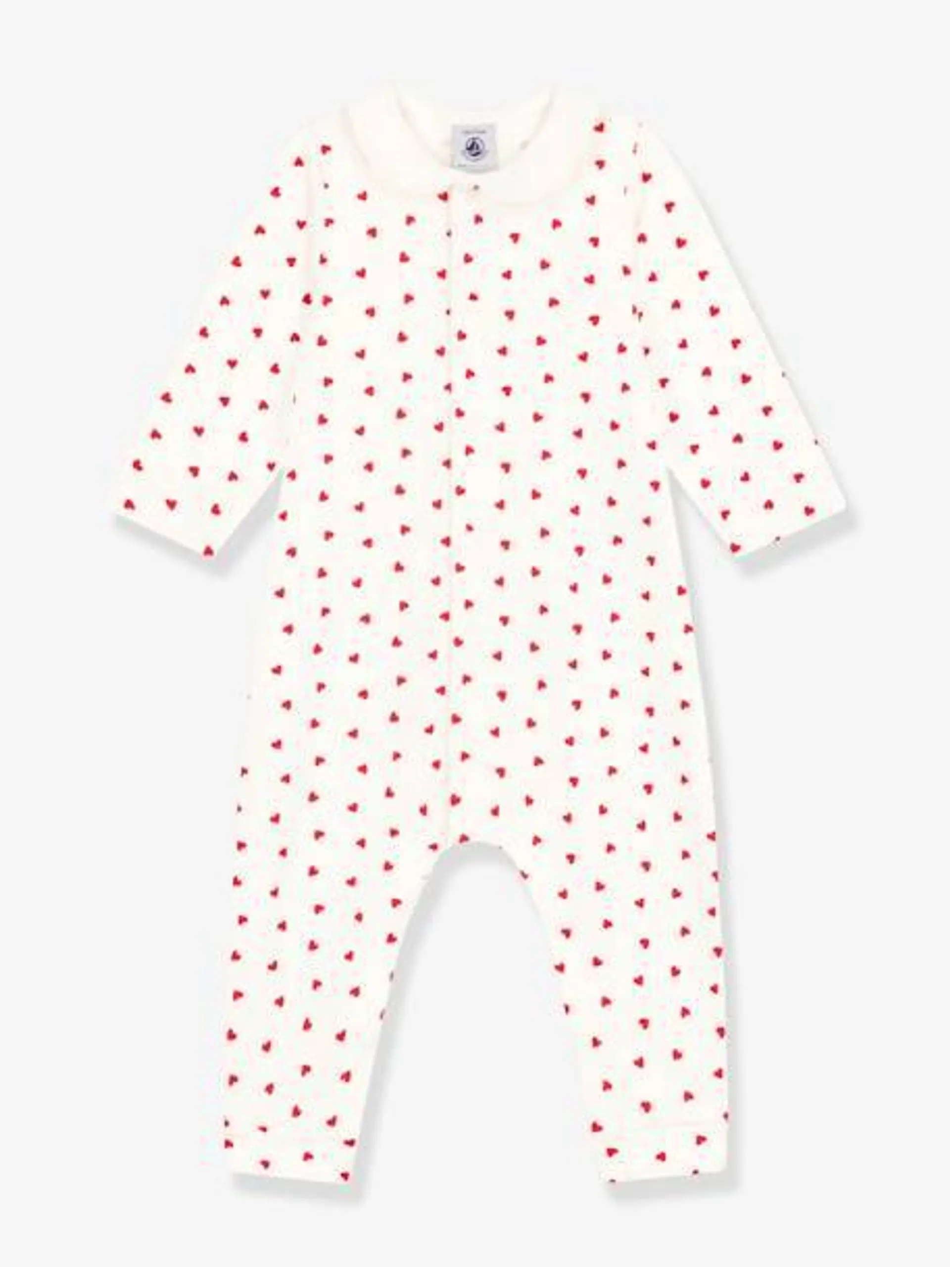 Combinaison longue petits cœurs bébé PETIT BATEAU - blanc imprimé