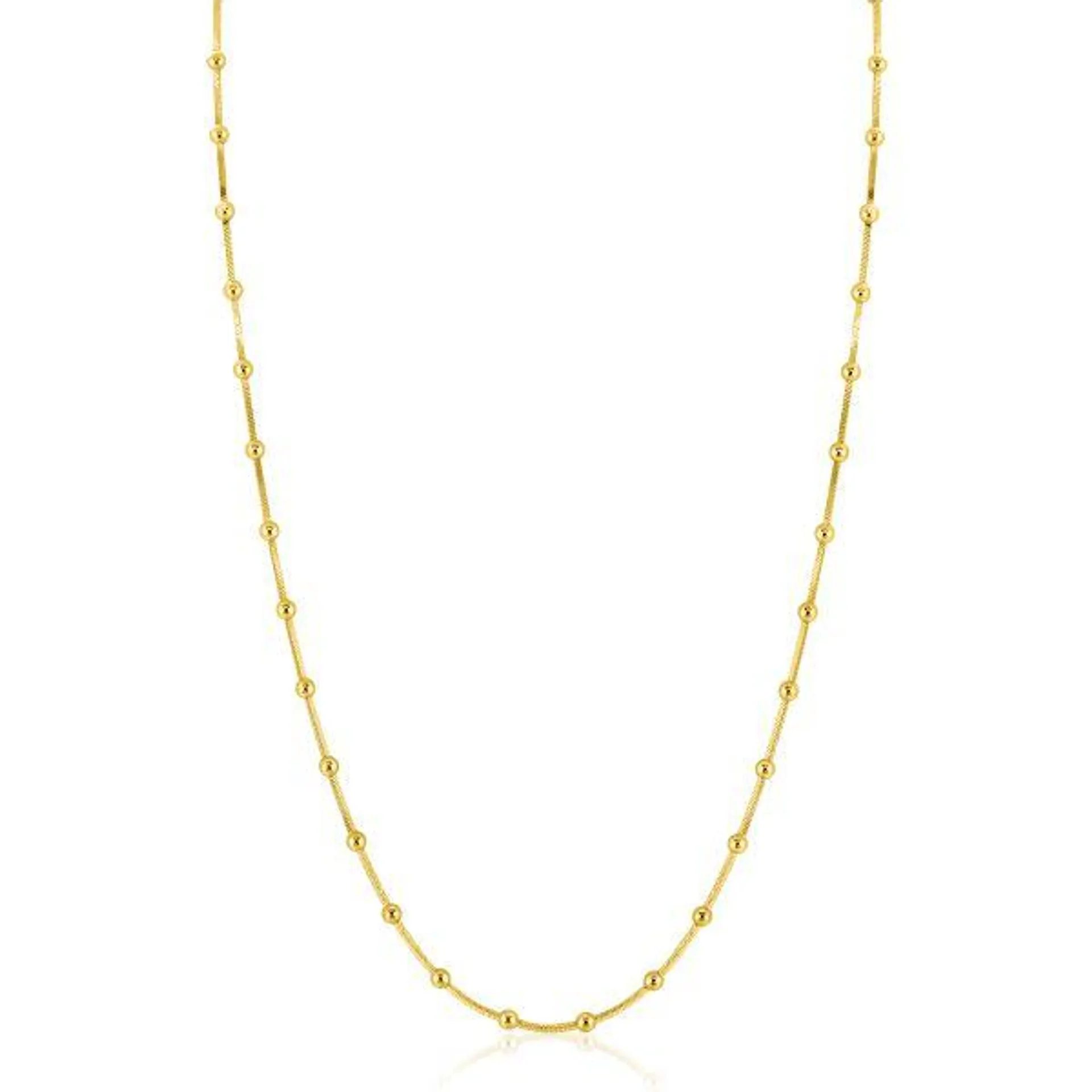 ZINZI gold plated zilveren slangen-ketting met vierkant geslepen schakels en 40 verfijnde glanzende bolletjes (2,5mm breed) 43-45cm ZIC2471G