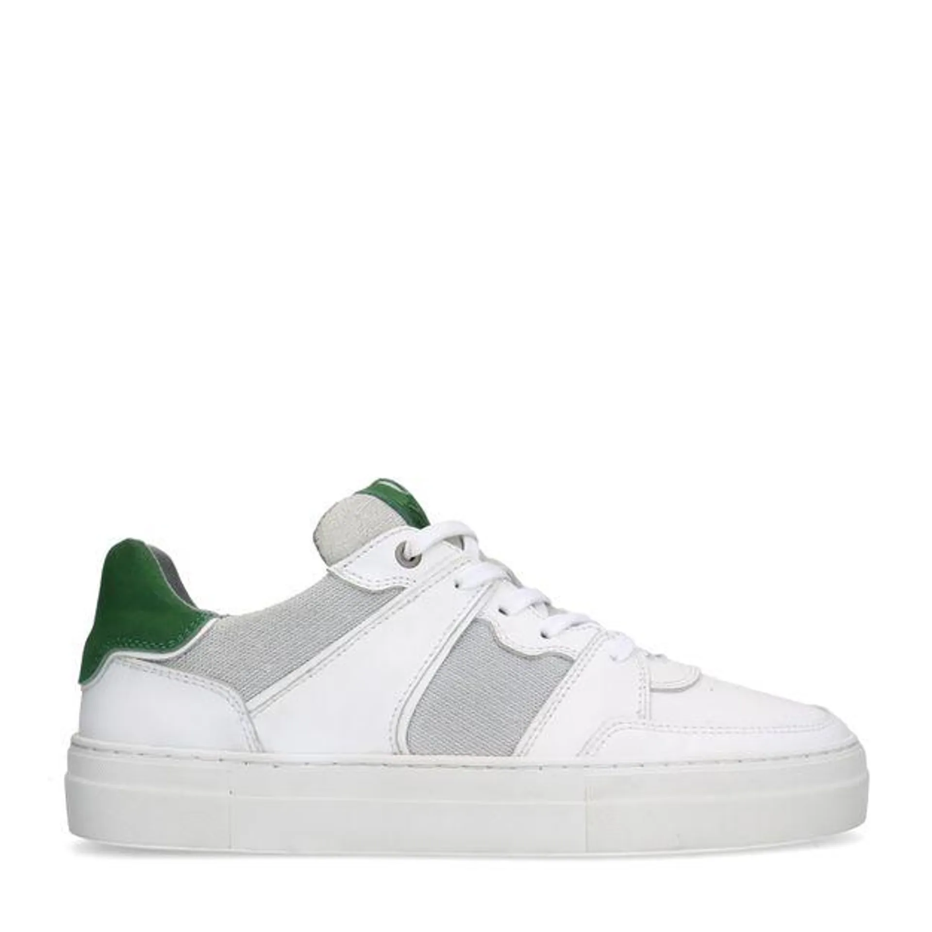 Witte leren sneakers met groene details