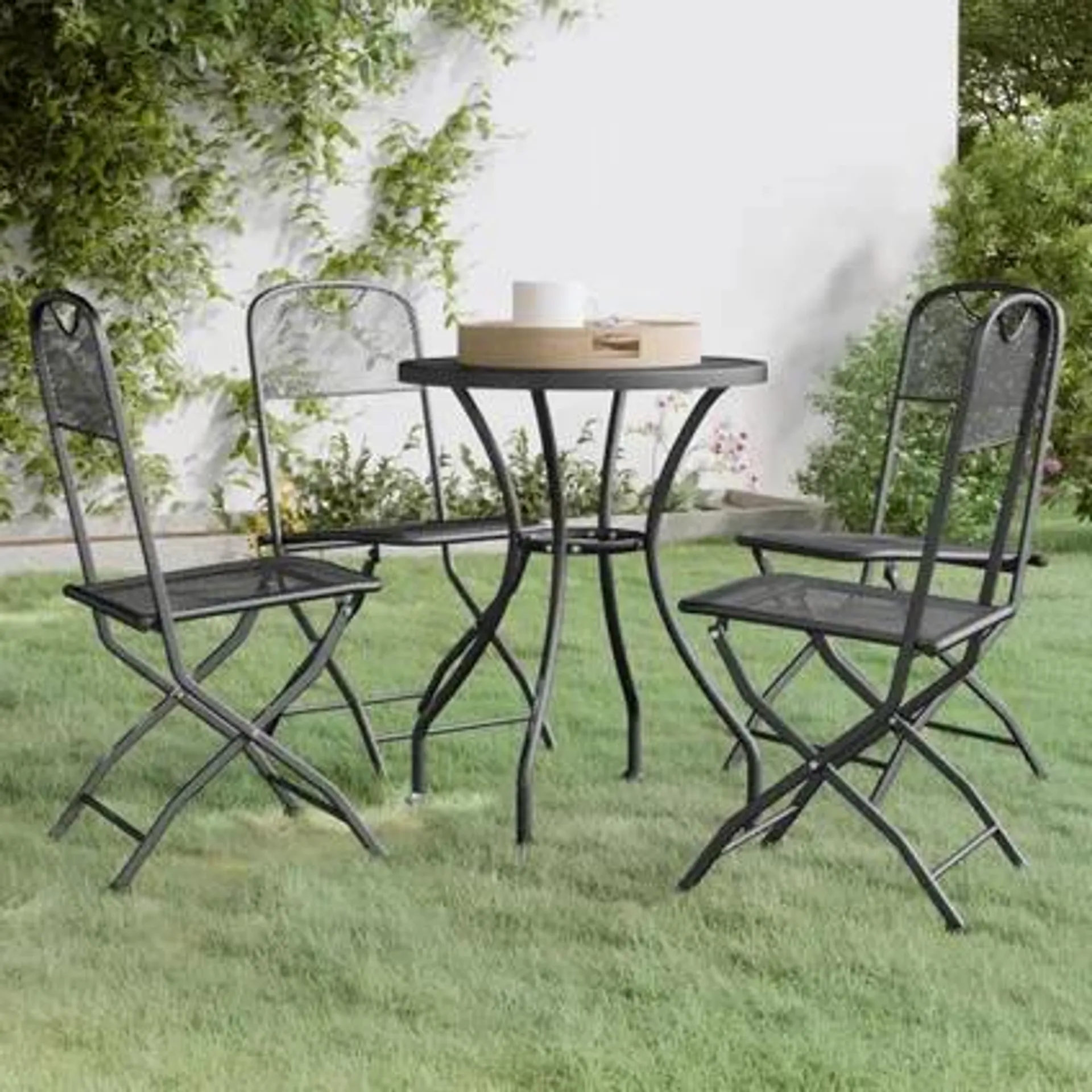 vidaXL Ensemble à manger de jardin 5 pcs Maille Métal Anthracite