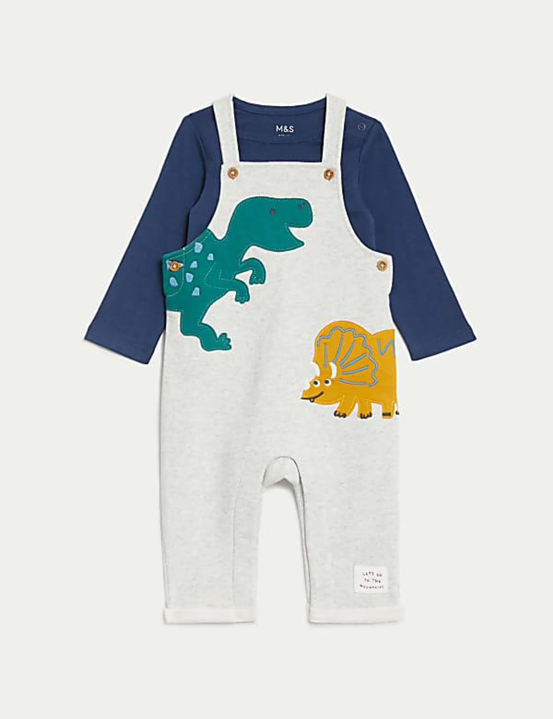 2-teiliges Outfit mit hohem Baumwollanteil und Dinosauriermuster (0–3 J.)