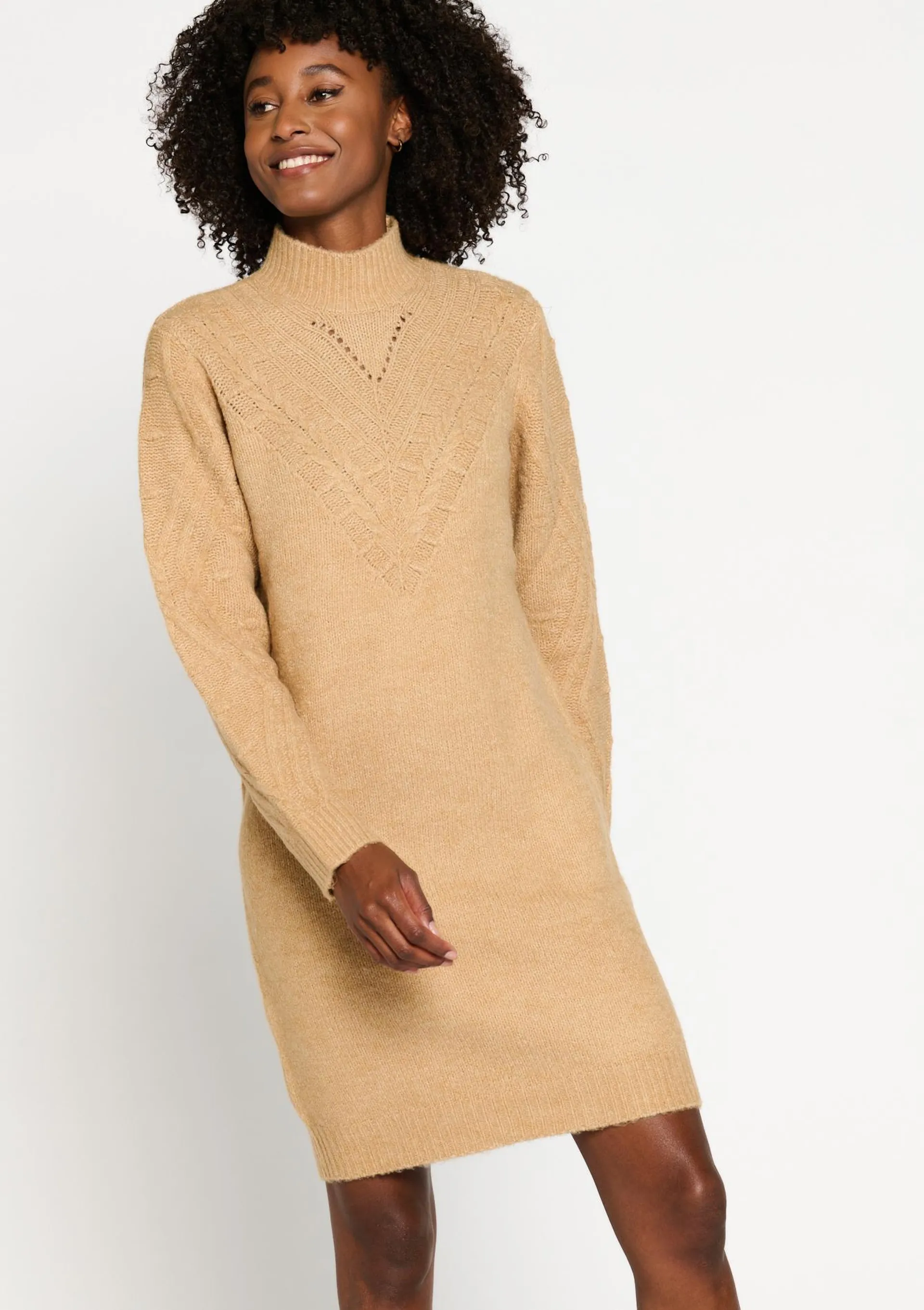 Cable-knit pullover dress