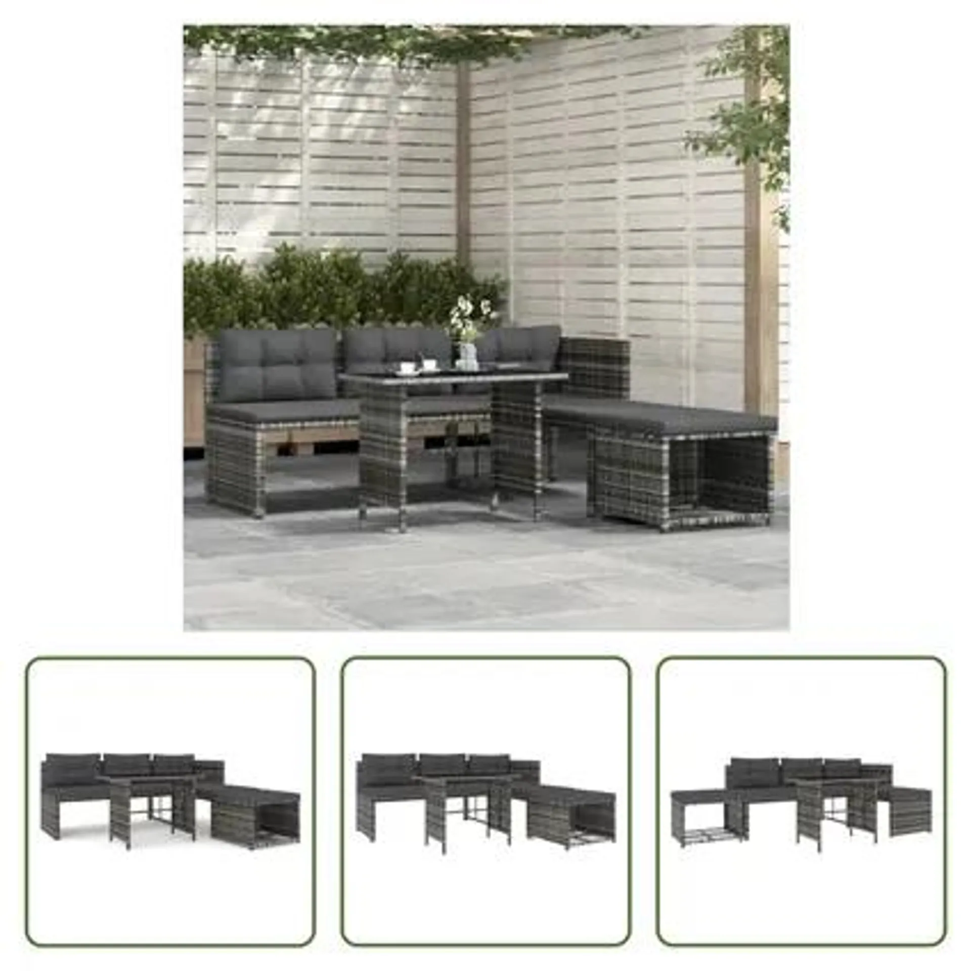 The Living Store - Rotin synthétique - Ensemble à manger de jardin 4pcs - TLS311914