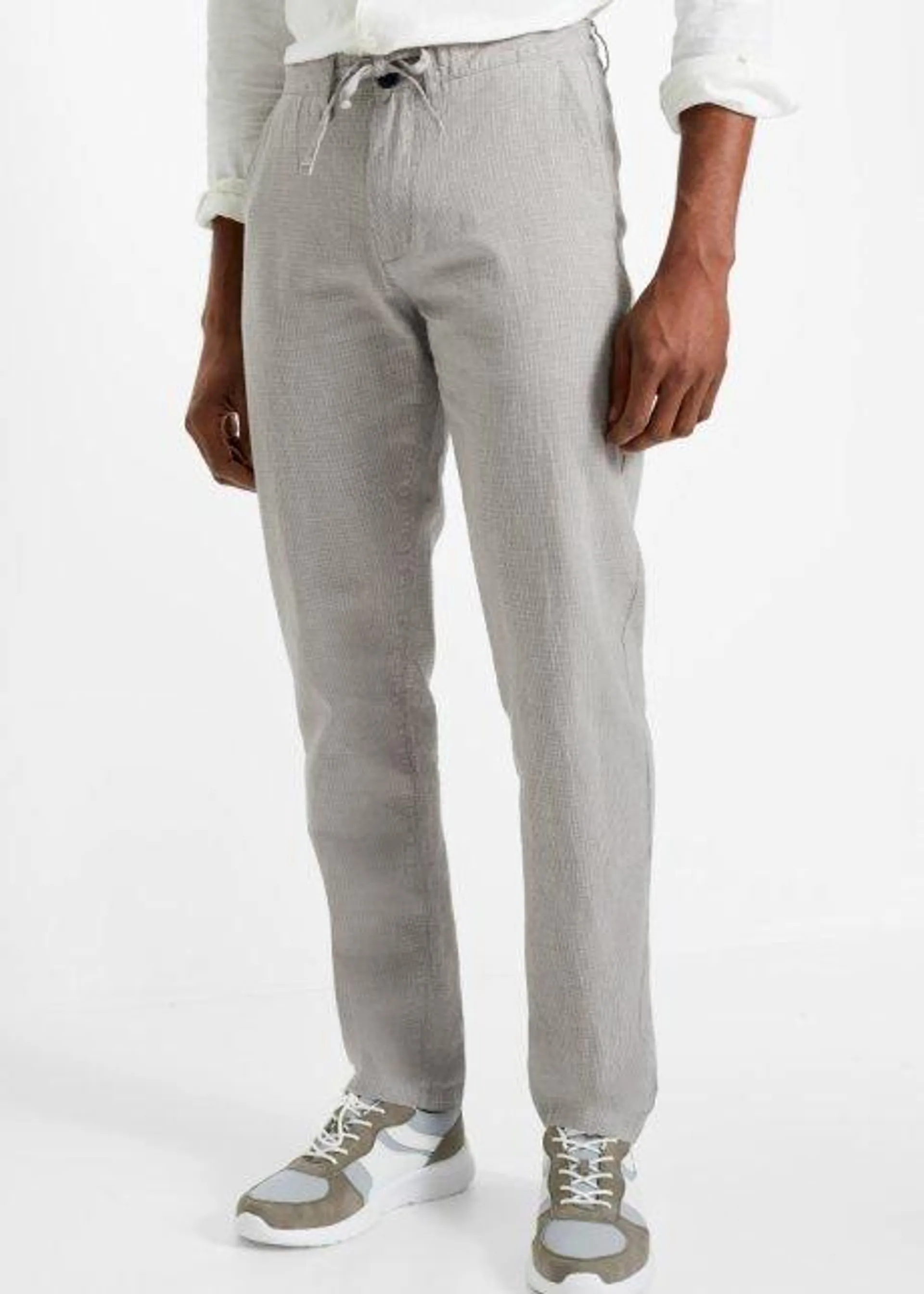 Pantalon chino en lin majoritaire avec taille extensible Regular Fit, Straight