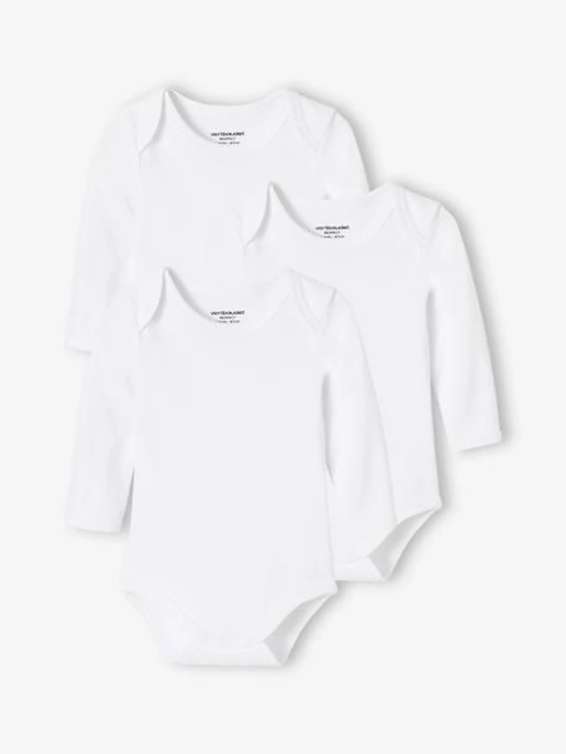 Lot de 3 bodies bébé en coton bio manches longues ouverture US BASICS