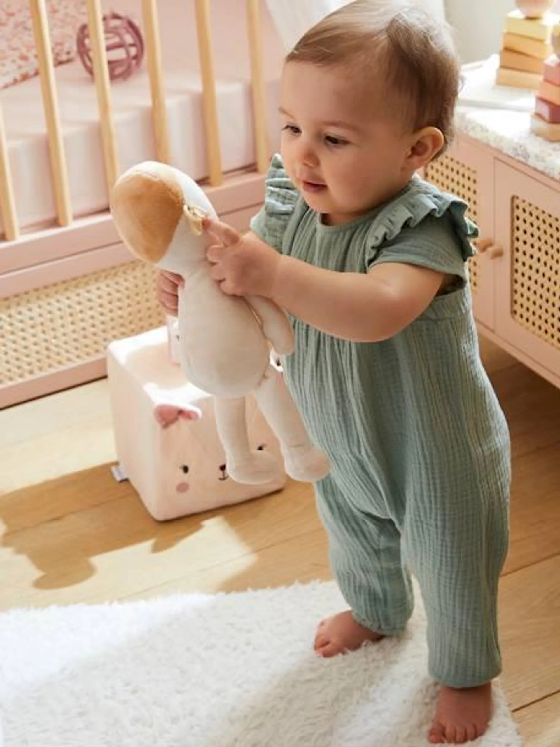 Combinaison bébé en gaze de coton - vert sauge