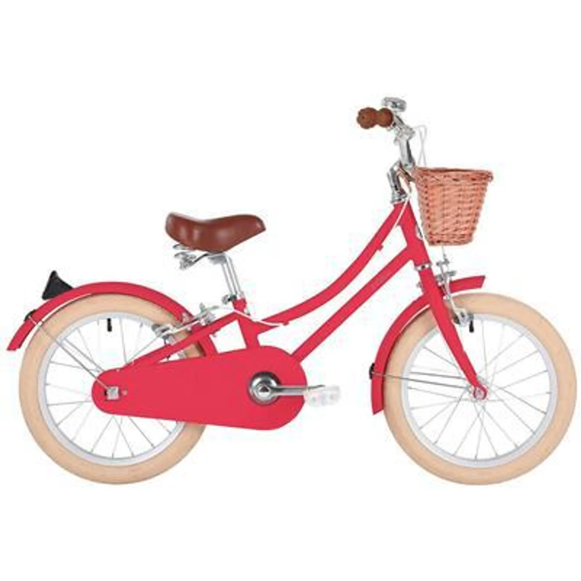 Bobbin Fiets 16" gingersnap (incl mandje+wieltjes) - cherry pink