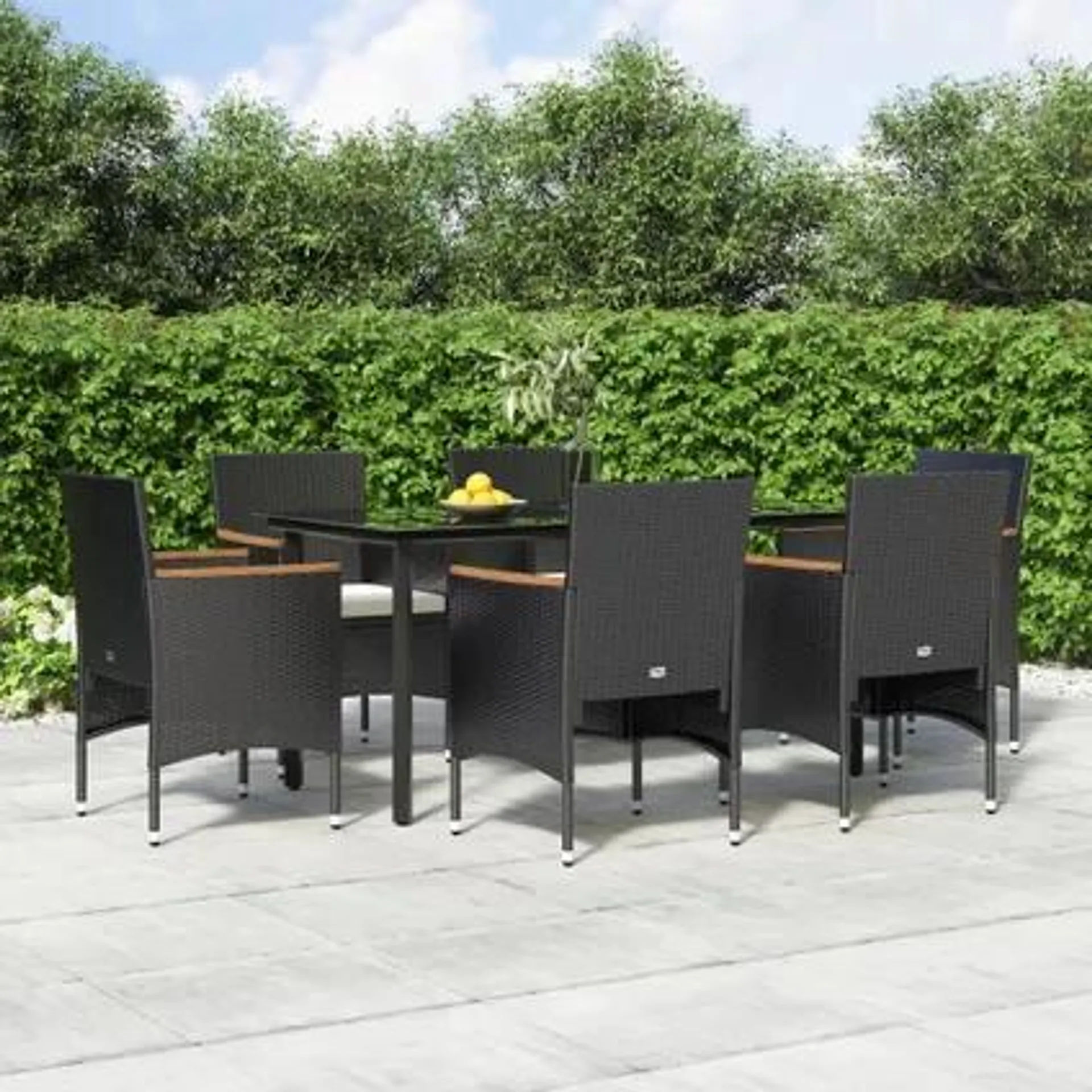 vidaXL Ensemble à manger de jardin avec coussins 7 pcs Noir