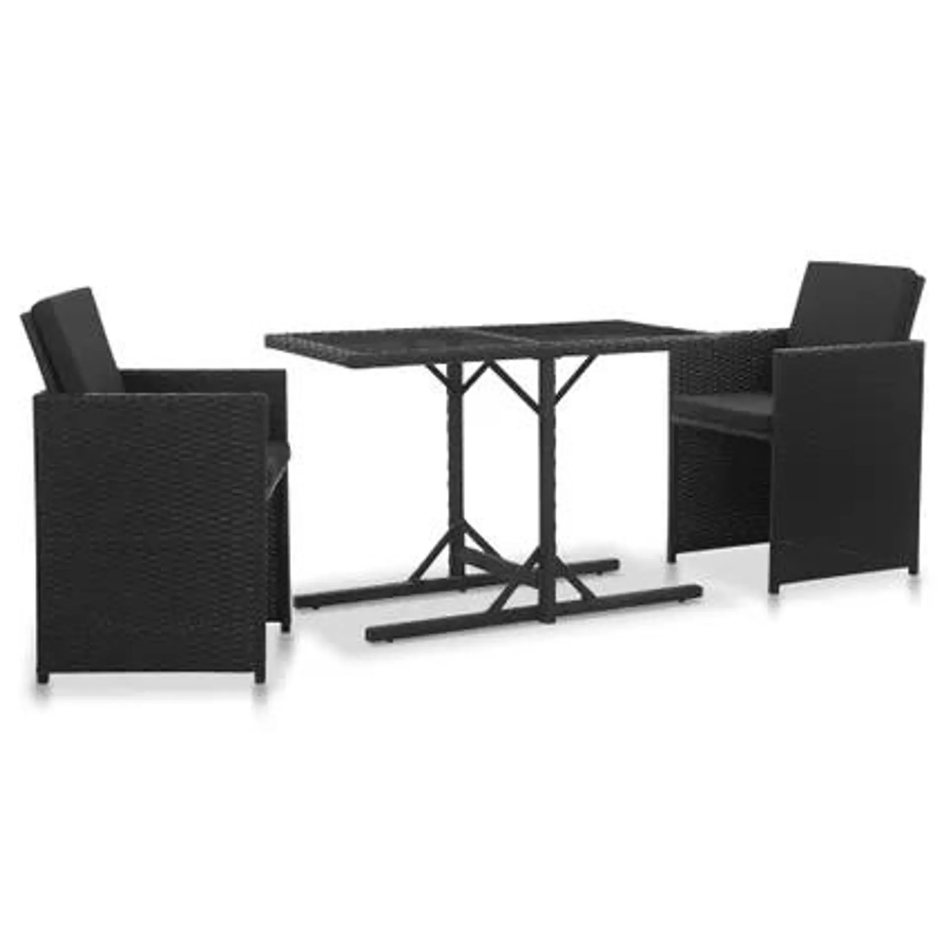 vidaXL Salon de jardin 3 pcs avec coussins Résine tressée Noir