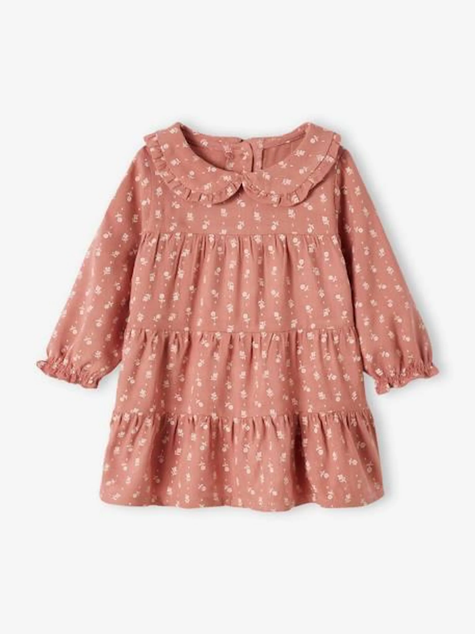 Robe fluide bébé à volant - vieux rose