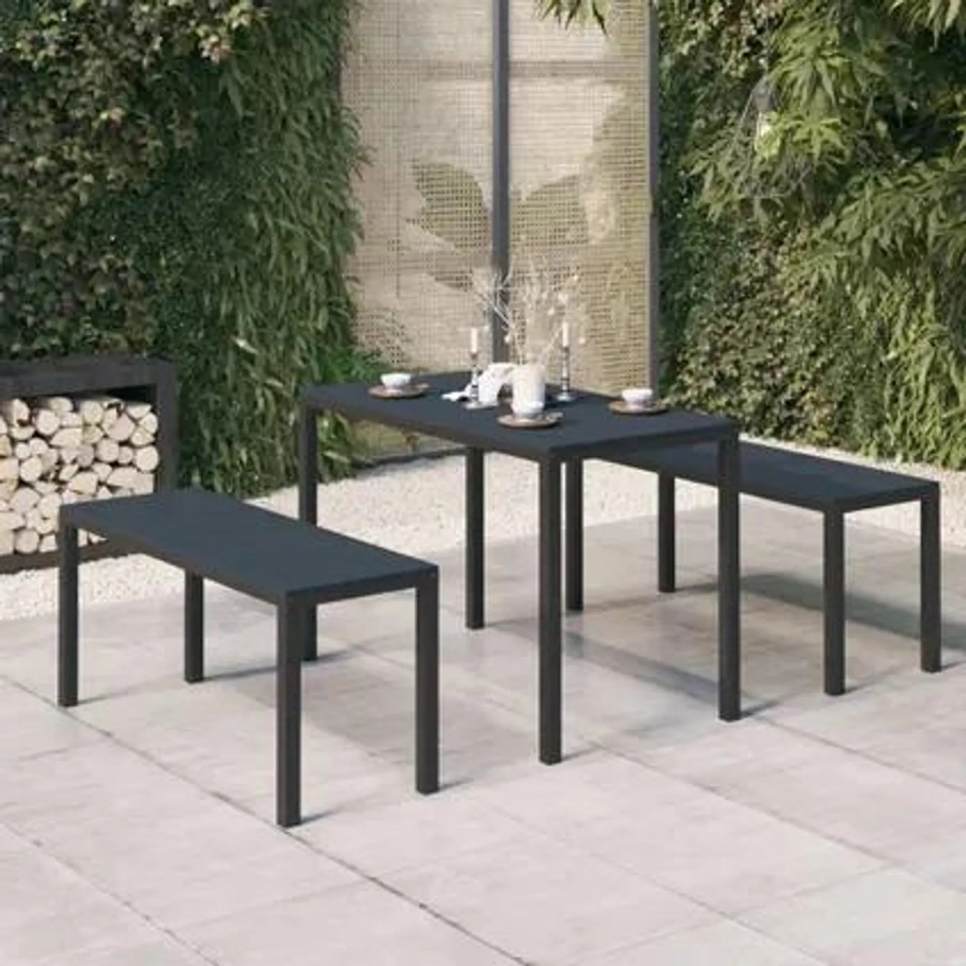 vidaXL Ensemble de salle à manger de jardin 3 pcs Acier et WPC