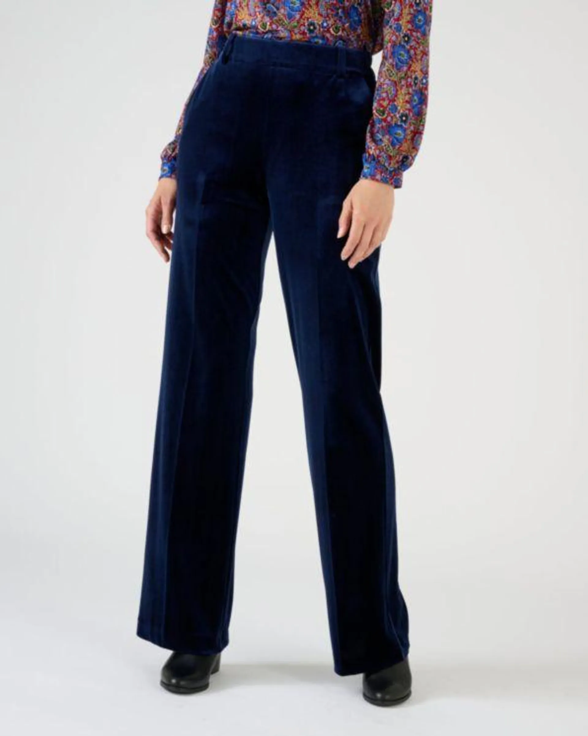 Wijde broek in velours met stretch