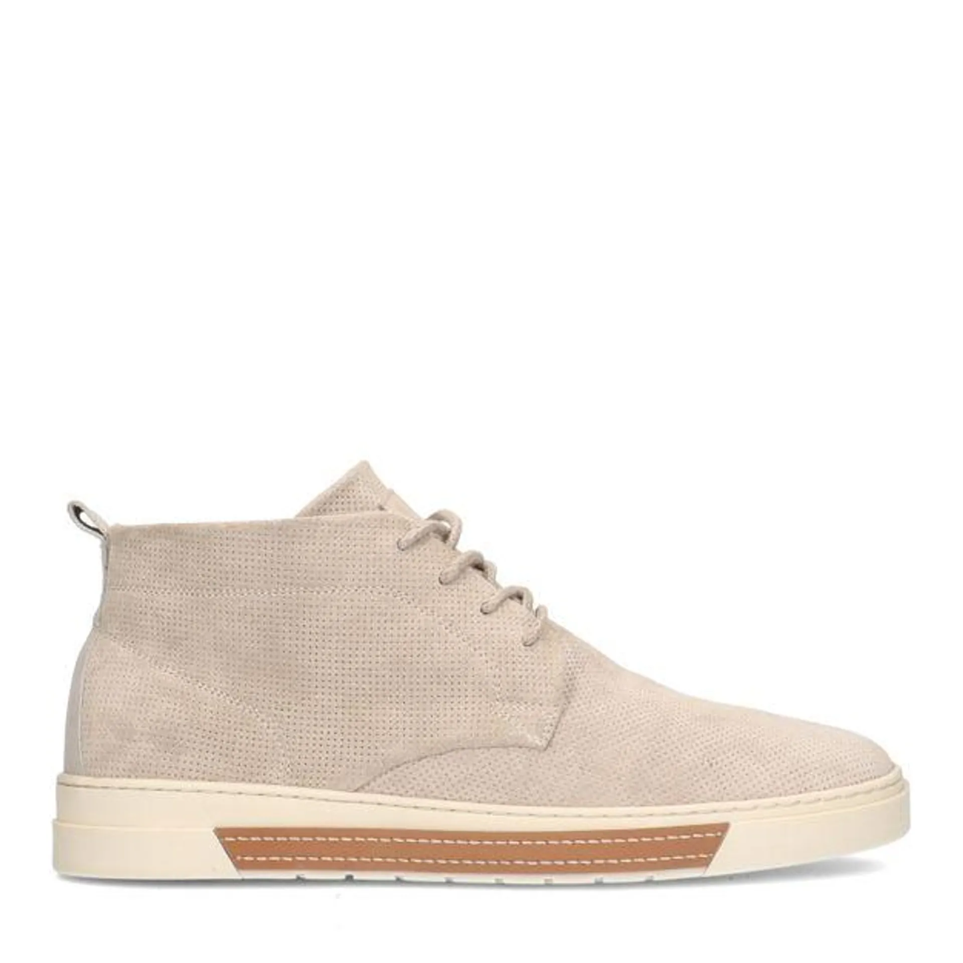 Beige hoge leren sneakers