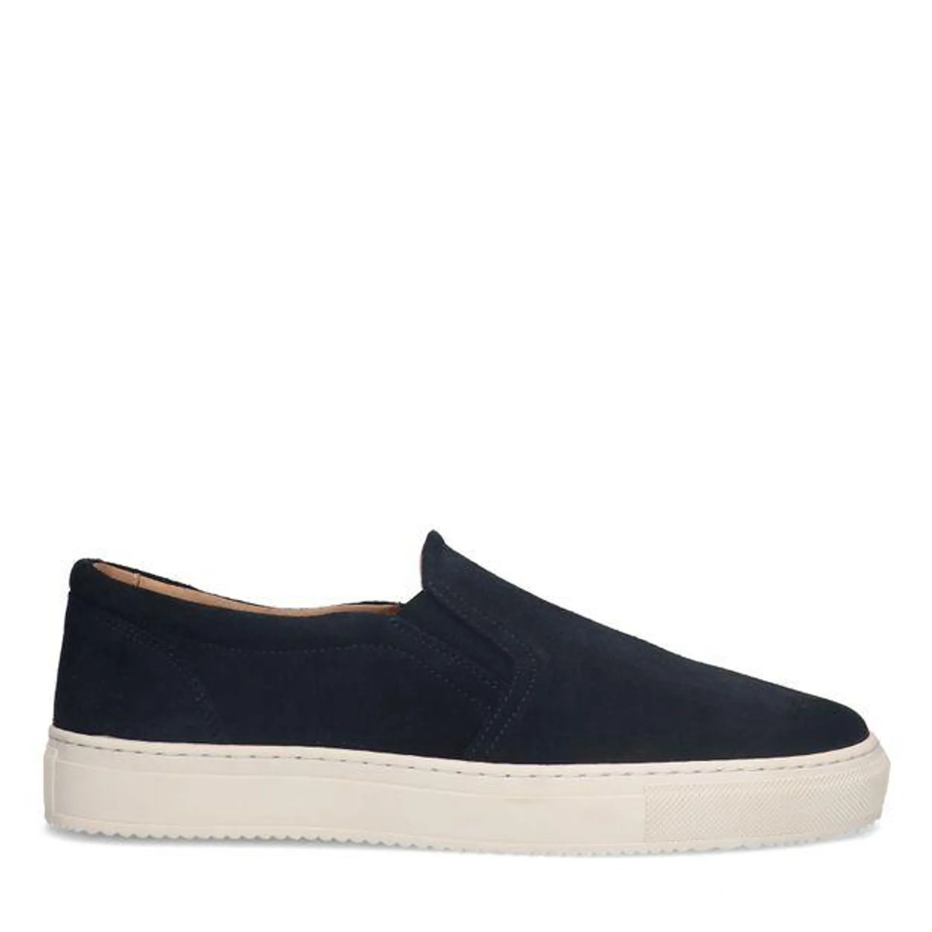 Donkerblauwe suède loafers