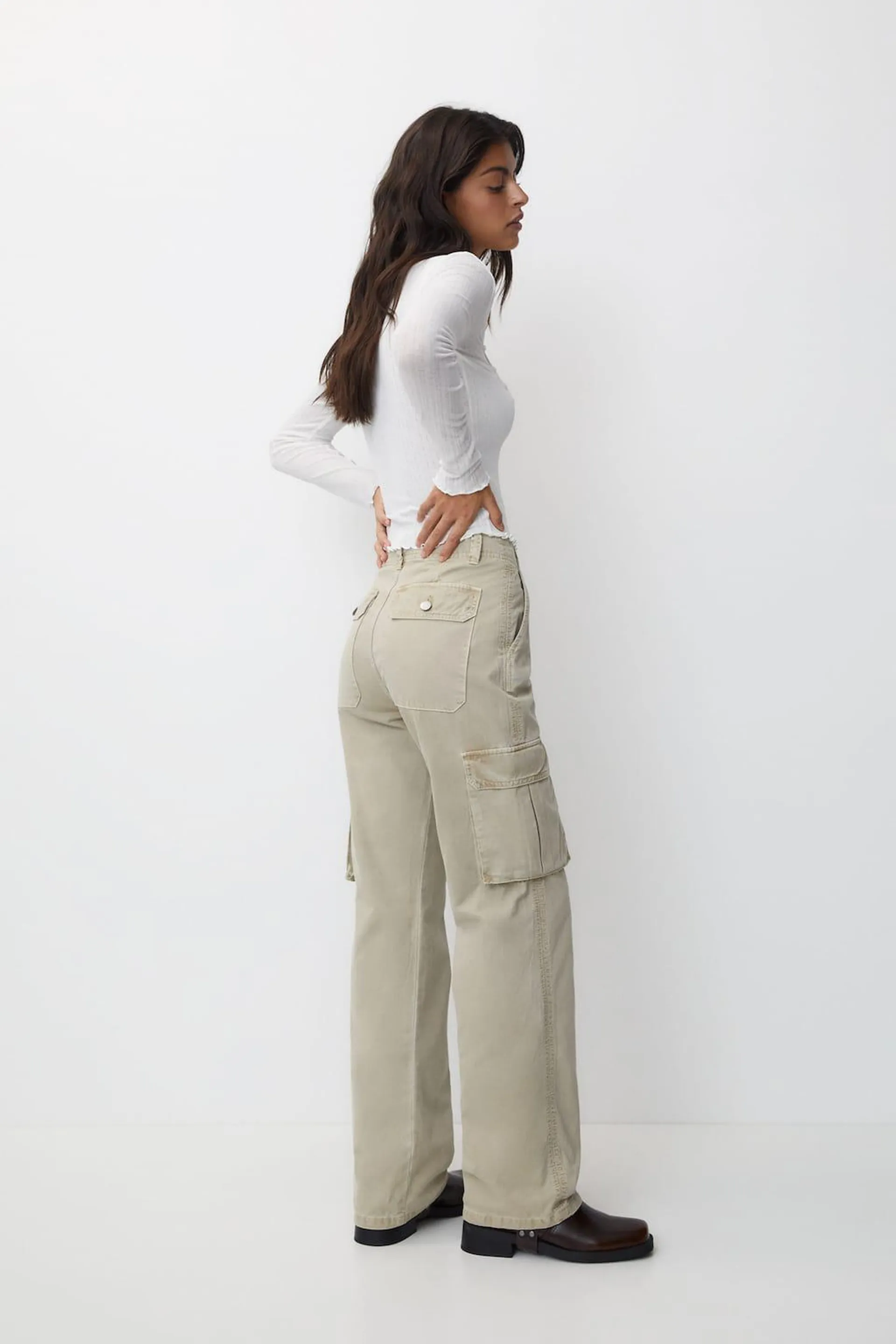 HIGH WAIST CARGO TROUSERS