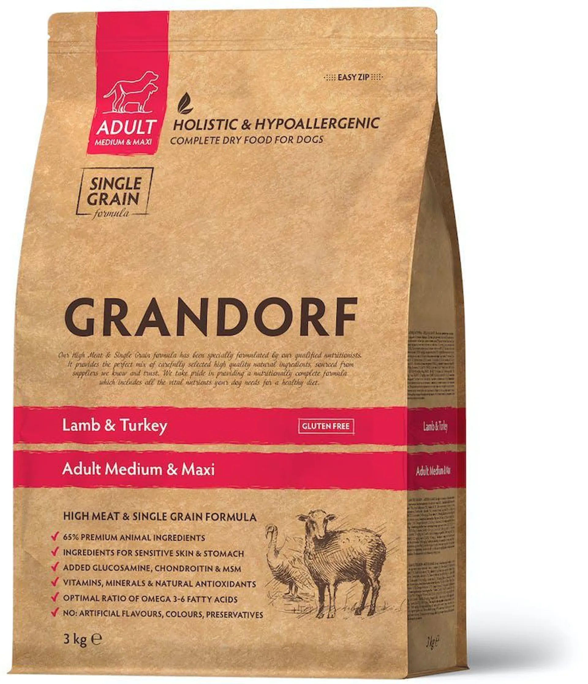 Grandorf - Lamb & Turkey Adult Medium & Maxi Breeds 3kg