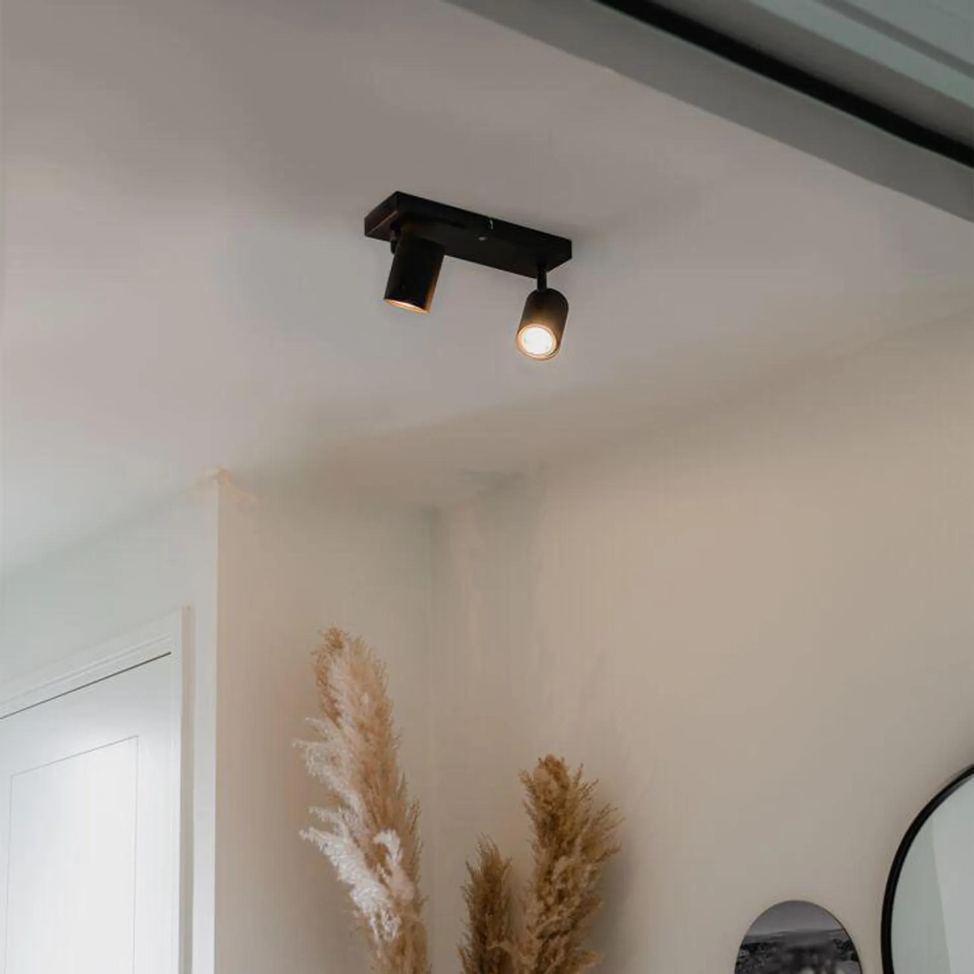 Moderne plafondlamp zwart 2-lichts verstelbaar - Jeana