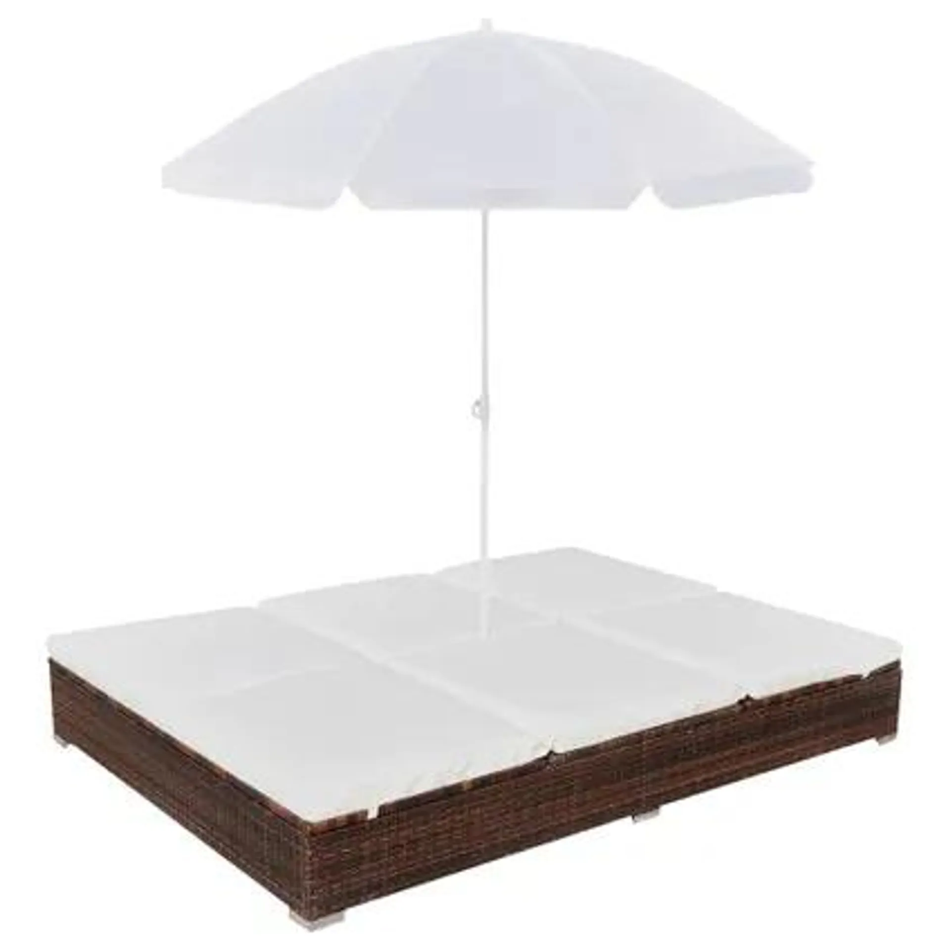 vidaXL Chaise longue d'extérieur avec parasol Résine tressée