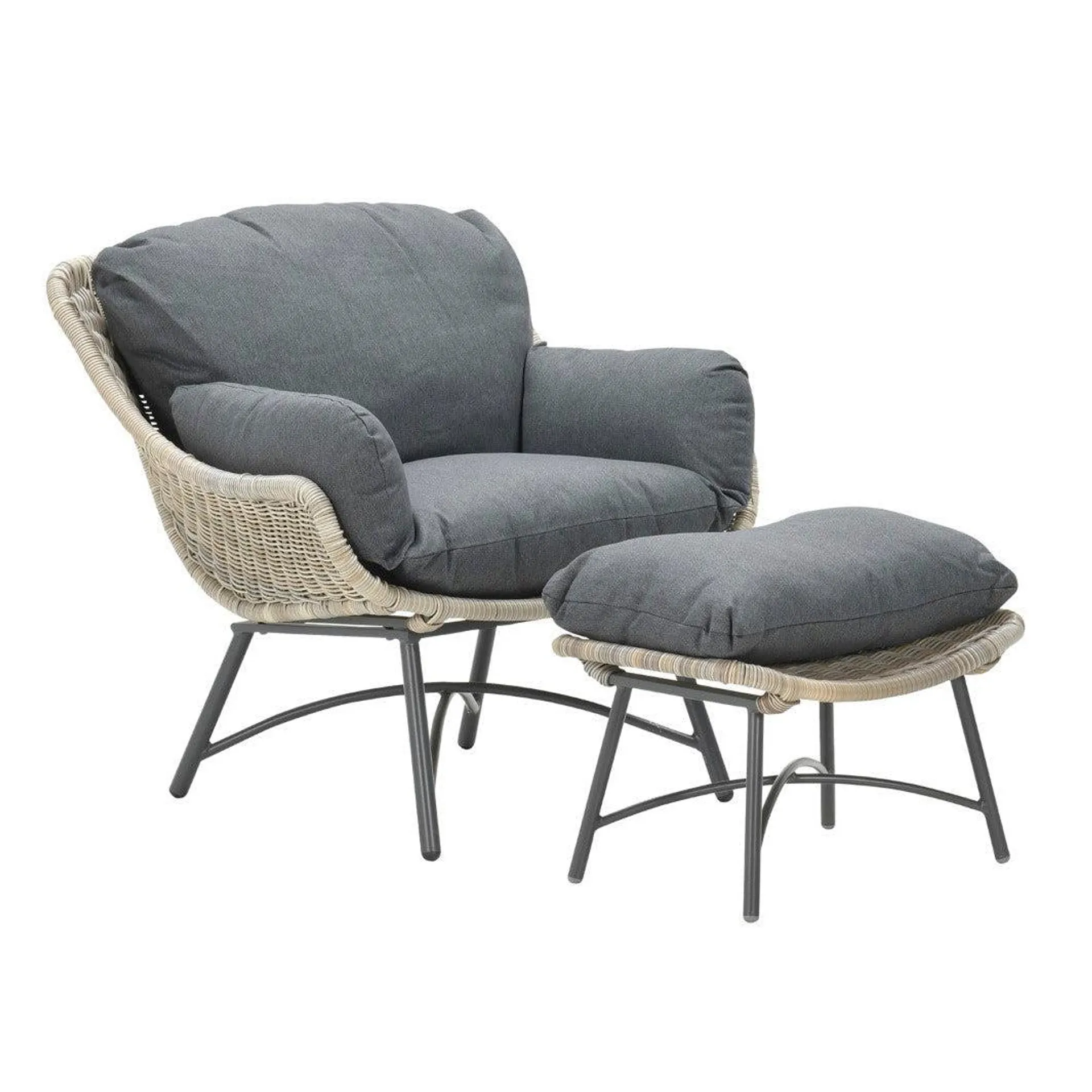 Logan fauteuil met voetenbank - vintage willow