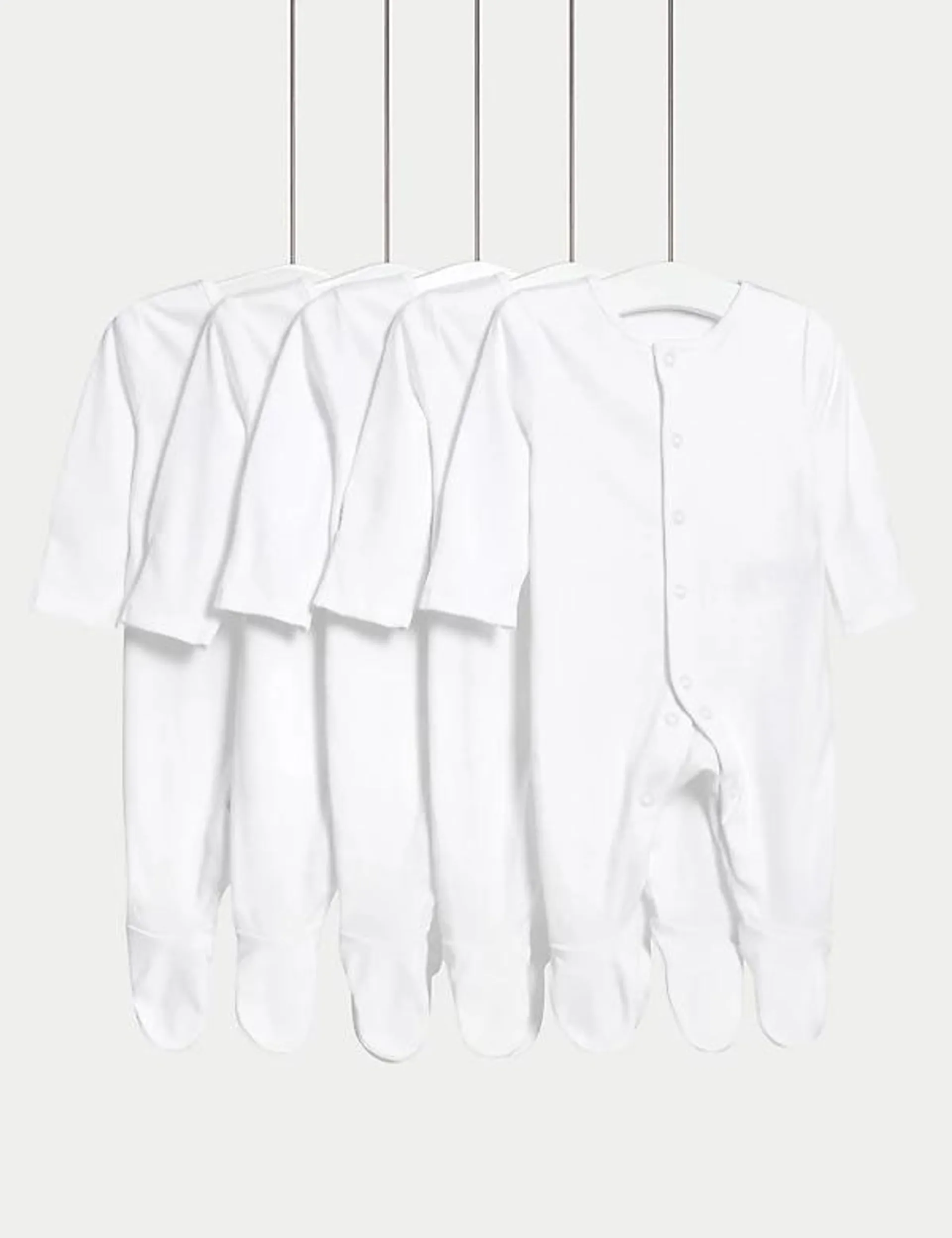 5pk Pure Cotton Sleepsuits (5lbs-3 Yrs)