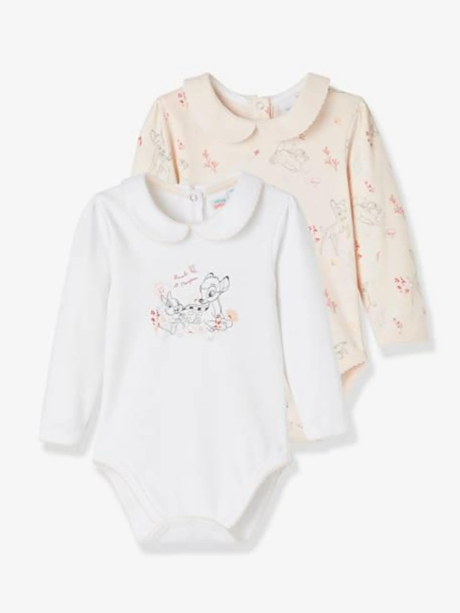 Lot de 2 bodies bébé fille Disney Bambi® manches longues - rose