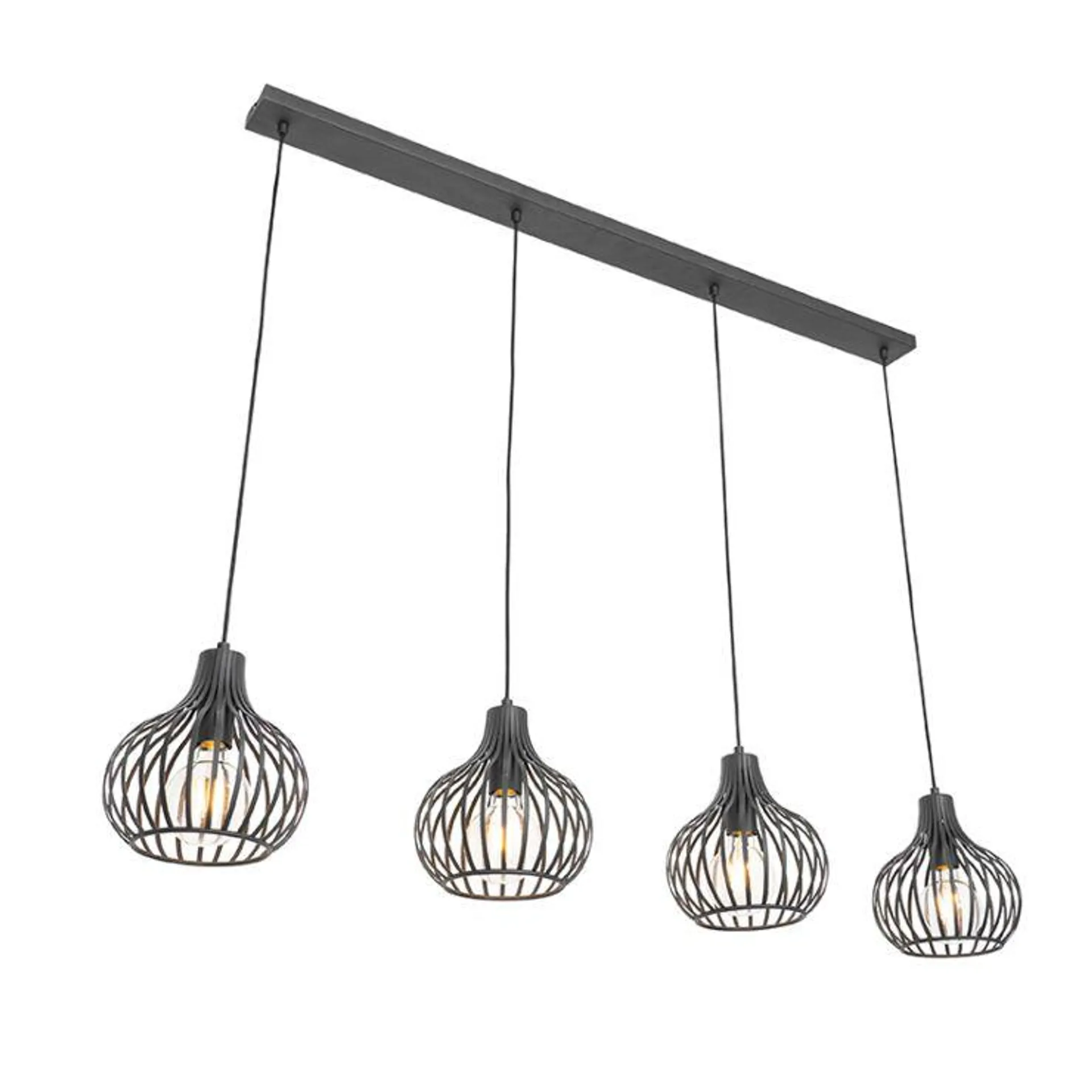 Moderne hanglamp zwart 4-lichts - Saffira